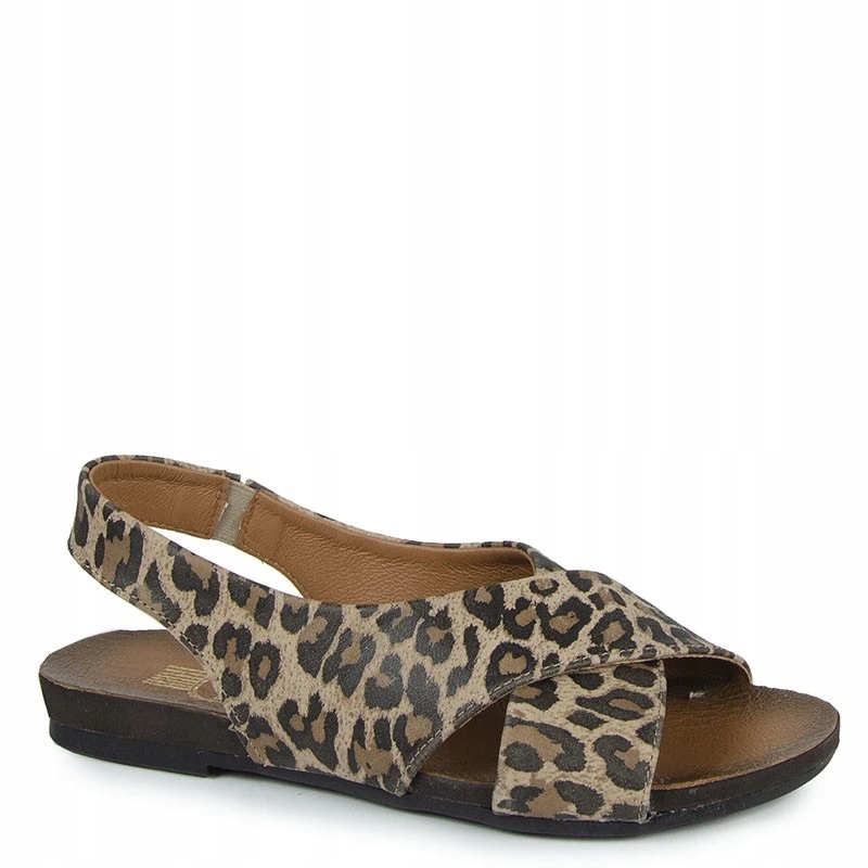 Lemar 40407 Béžové Kožené Sandály S Leopardím Vzorem 37