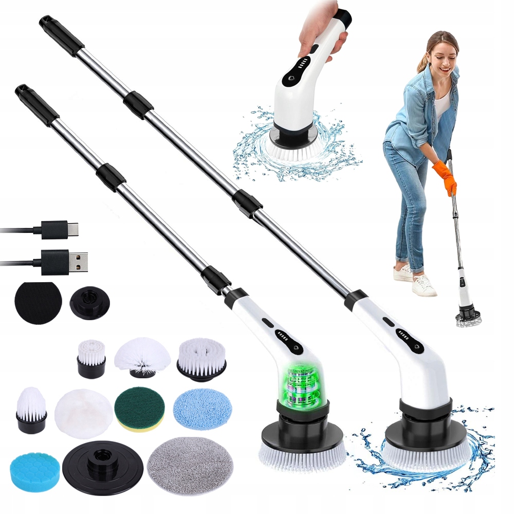 Levně Elektrický Rotační Kartáč, Nástroj Na Čištění, Teleskopický, Bílý