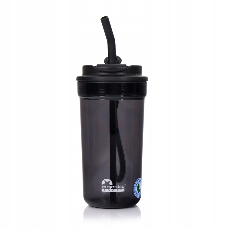 Butelka na wodę ze słomką Majestic Sport Mia 680 ml Czarna z podziałką