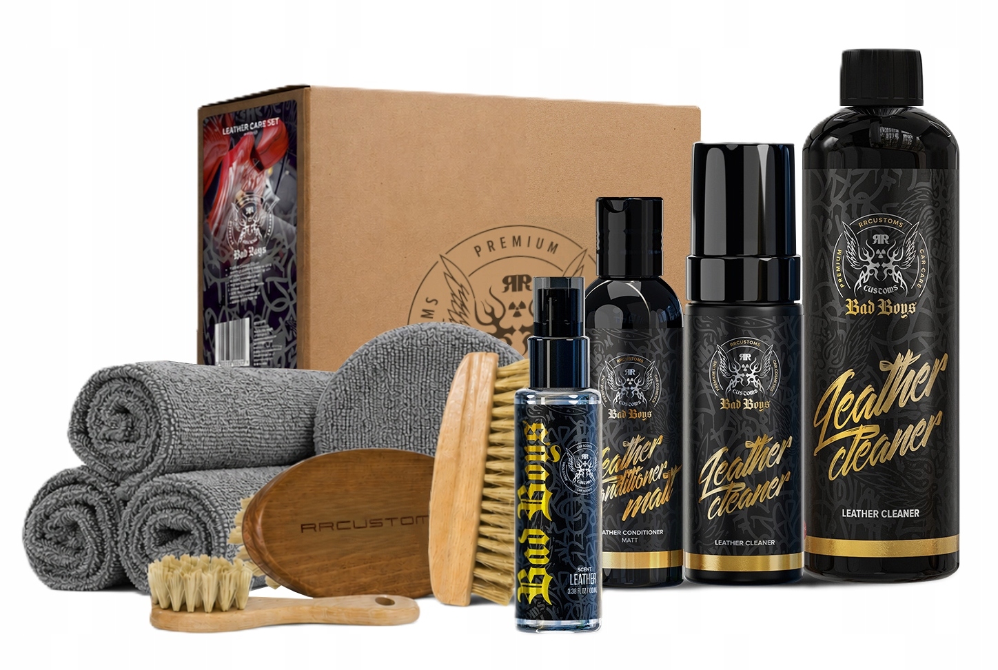 Rr Customs BadBoys Leather Care Set Premium Zestaw do czyszczenia skór