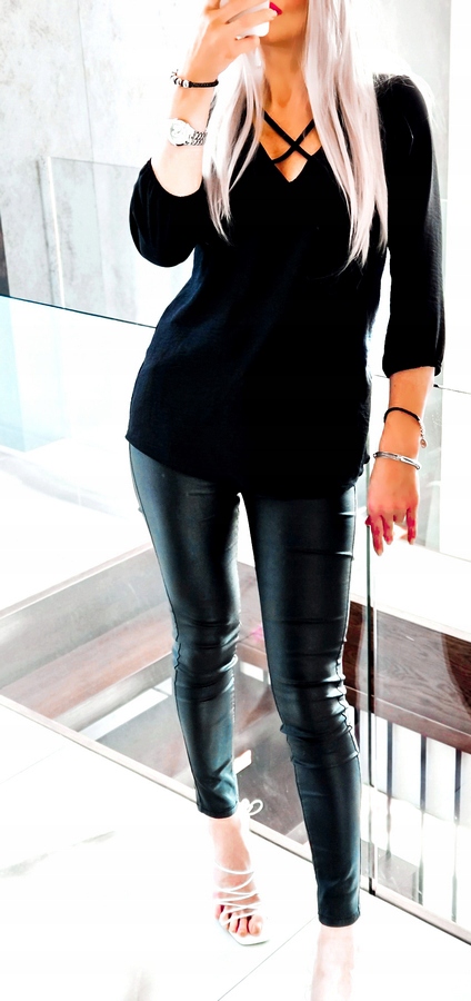 .BLUZKA BIAŁA DAMSKA KOSZULA LUŹNA ELEGANCKA PLUS SIZE TALIOWANA 46 Rękaw rękaw 3/4