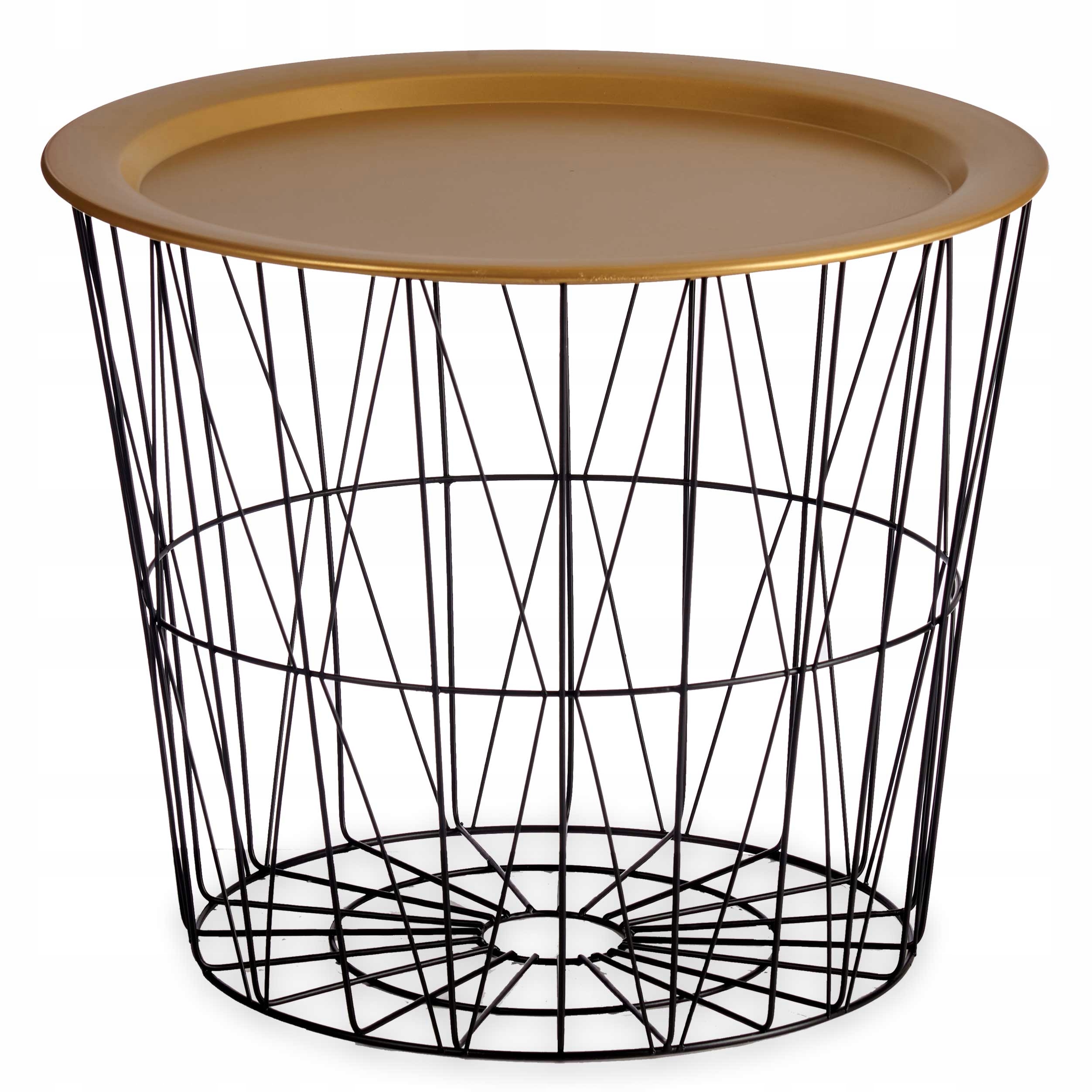 Konferenčný Stolík Kovový Drôtený Čierny Kôš Na Deky Podušky Ø 52 cm