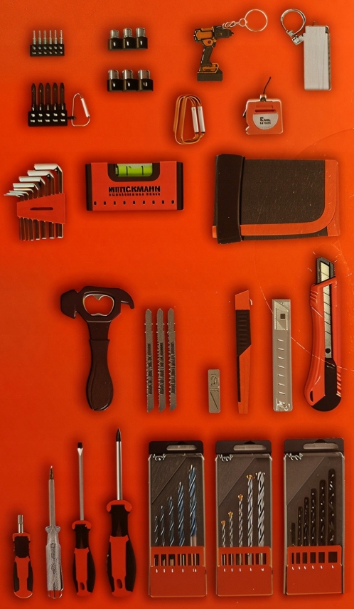 Адвент-календарь Werckmann Professional Tools 2026, 24 инструмента: рулетка, свёрла, нож — фото 4