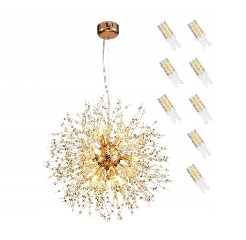 Lampa Wisząca Złota Dmuchawiec G9 Glamour Premium Krysztalowa