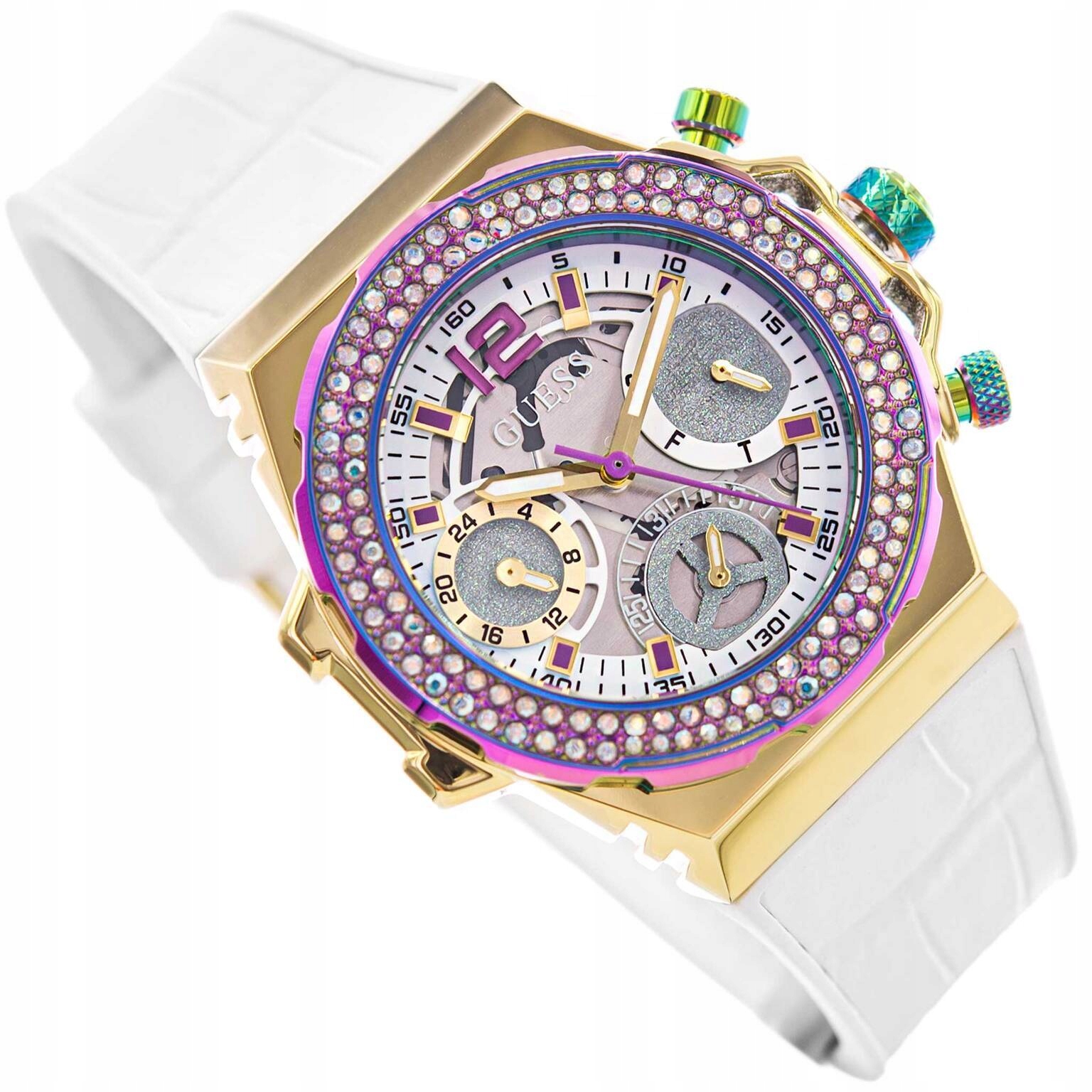 Dámské Hodinky Guess GW0553L2 Fusion Bílé Na Řemínku Datumovka Elegantní