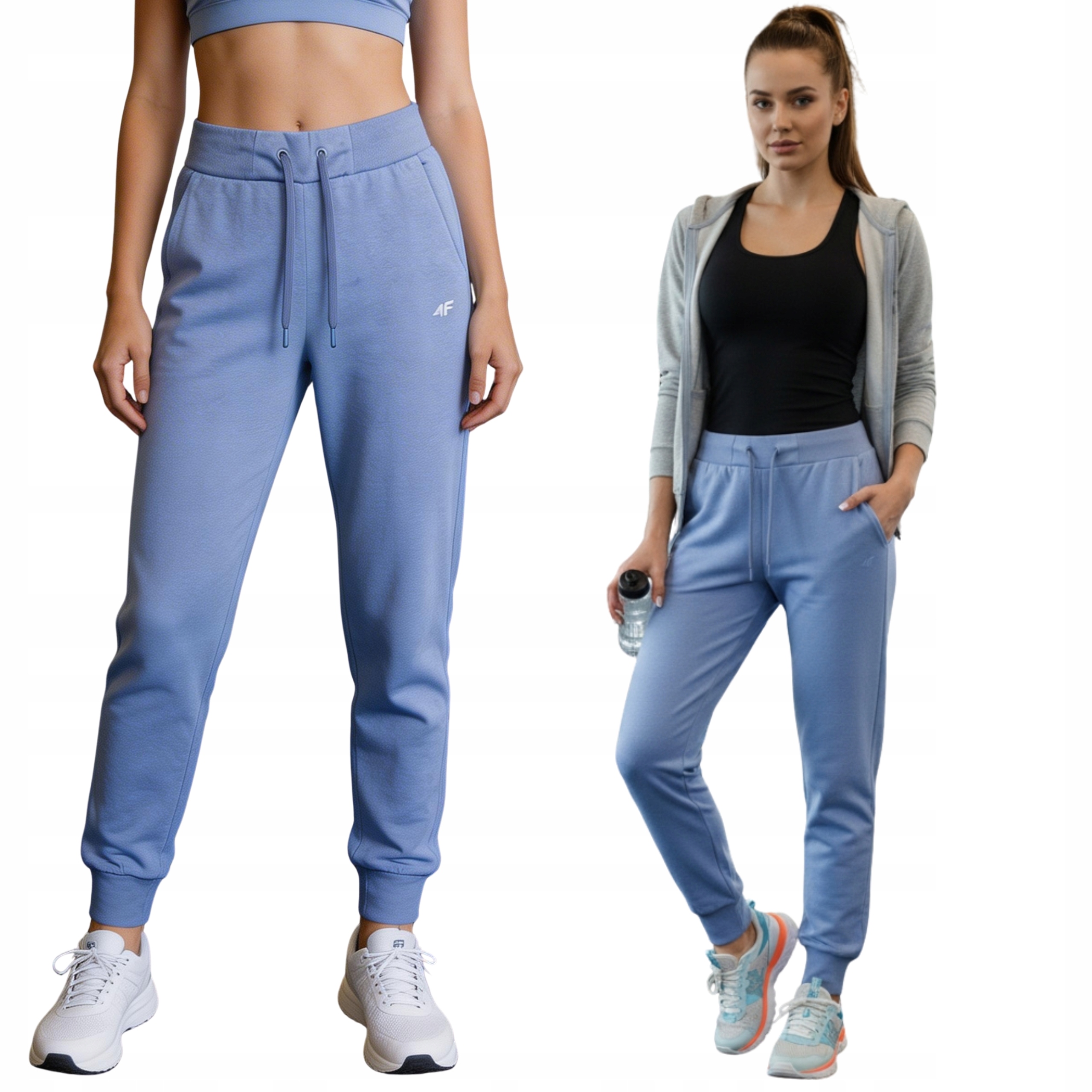 Spodnie Dresowe Damskie Bawełniane 4F Sportowe Joggery Kieszenie XL