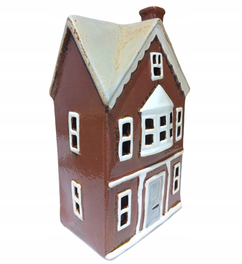 DOM DOMEK KAMIENICZKA ŚWIECZNIK LAMPION FIGURKA CERAMICZNA OZDOBNA