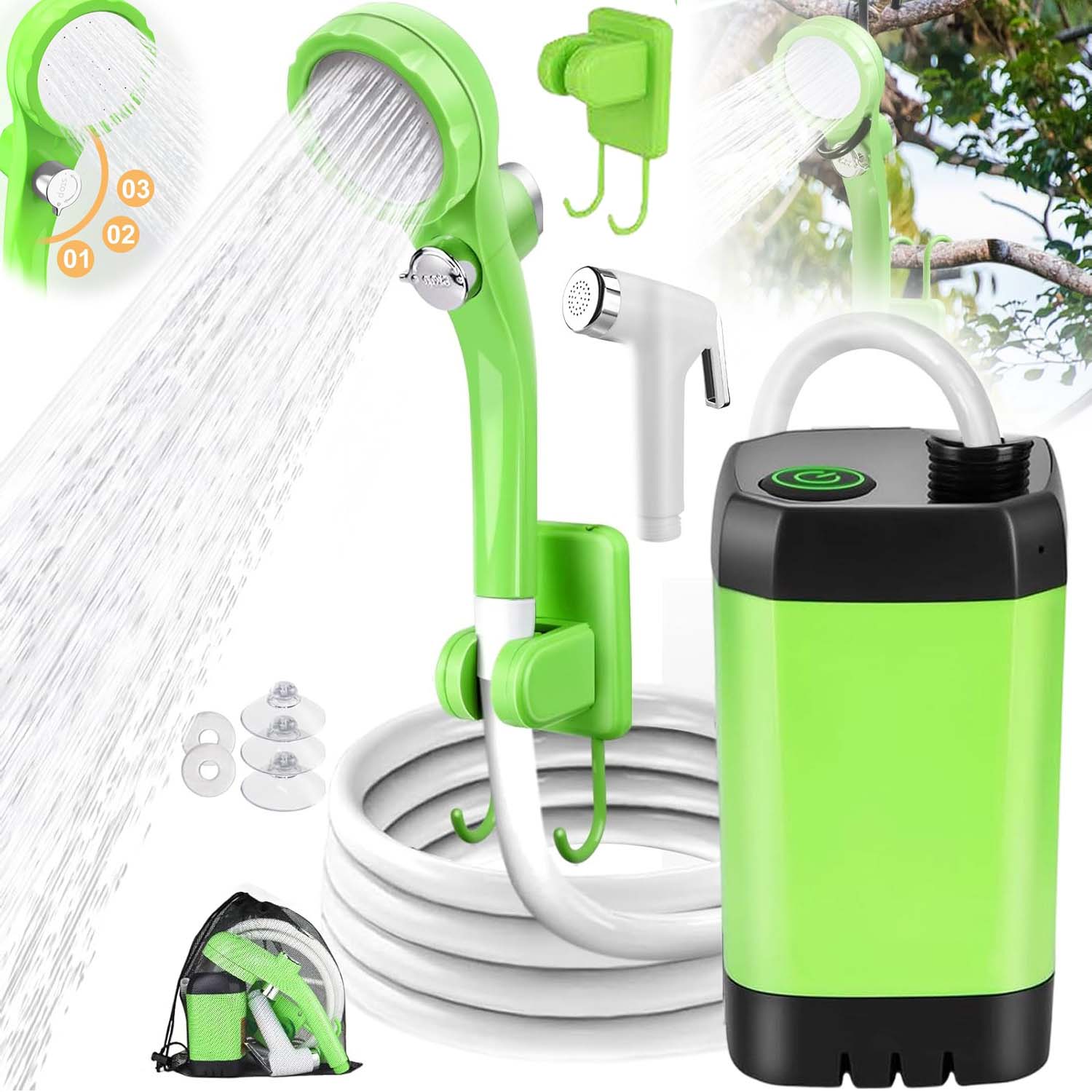 Přenosná Kempingová Sprcha S Led Displejem 6000MAH Usb Přenosná