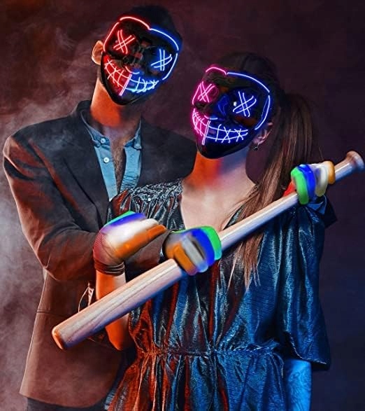 ŚWIECĄCA MASKA+RĘKAWICZKI LED HALLOWEEN STRASZNE zestaw halloween Marka inna