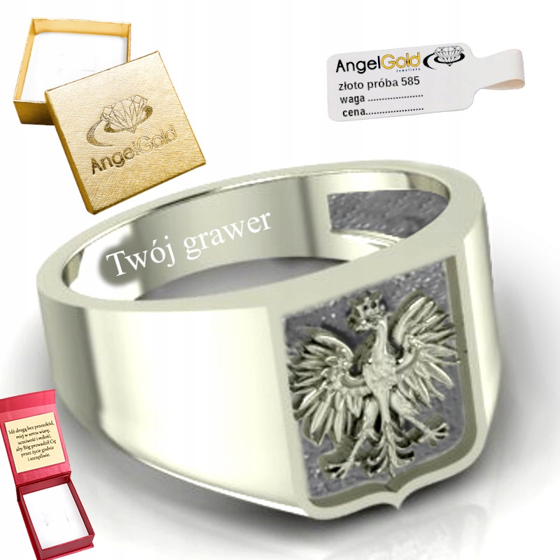 15 Prstenů S Orlem Orel Stříbro 925 Gravírování Erb