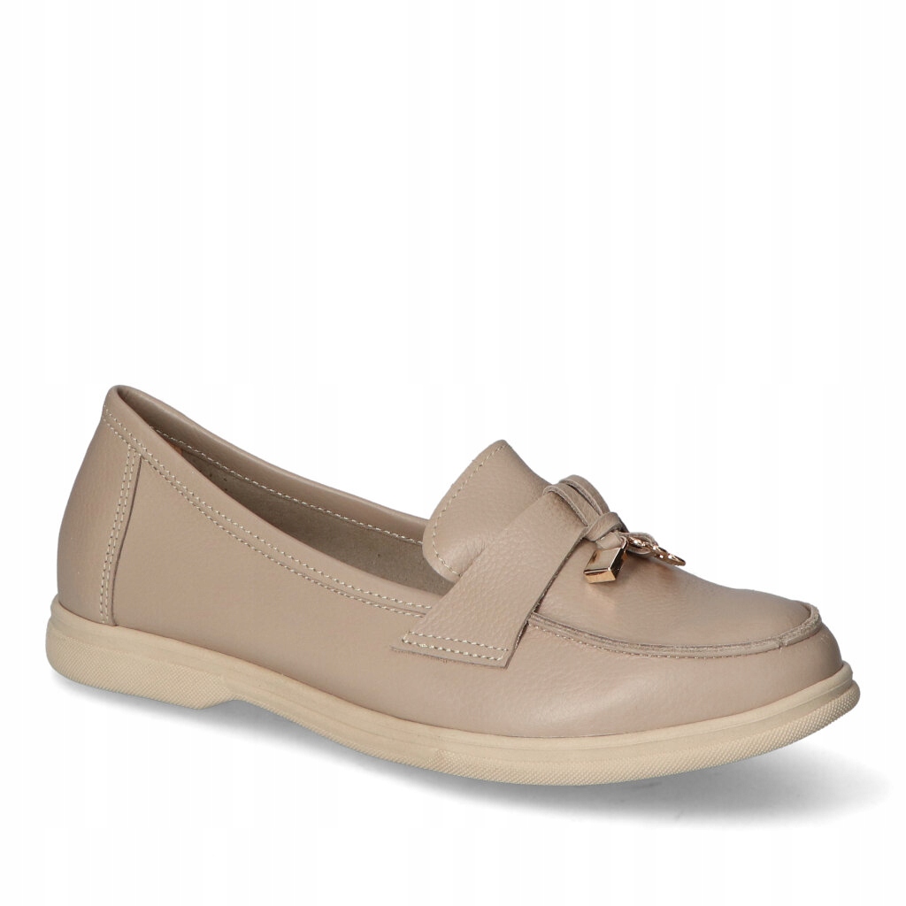 Kožené mokasíny Dámské polobotky Tuomo Capucino+ozdoba 37