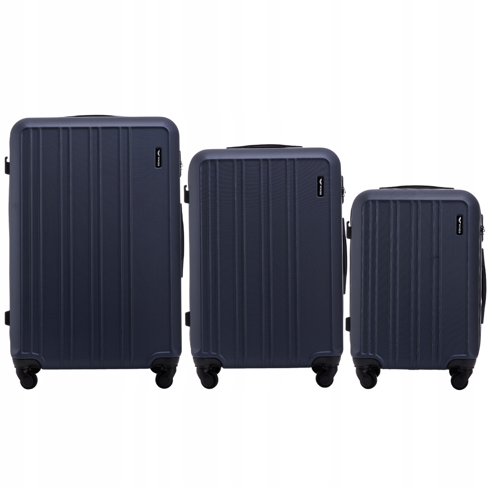 Sada 3 pevných cestovních kufrů na 4 kolečkách, příruční zavazadlo Abs Wings