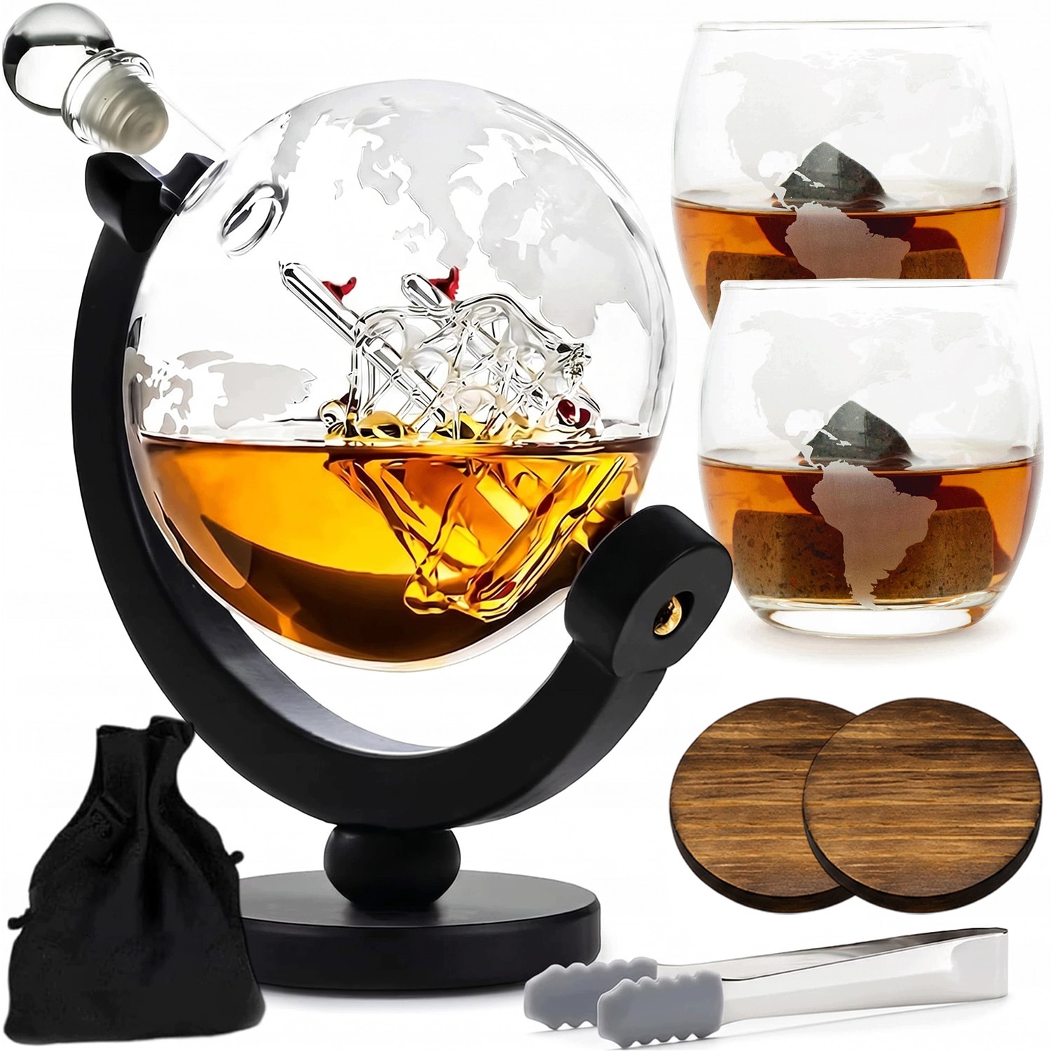 Sada Na Whisky Karafa Globus 900 ML Nejlepší Dárek Ze 2 Sklenice