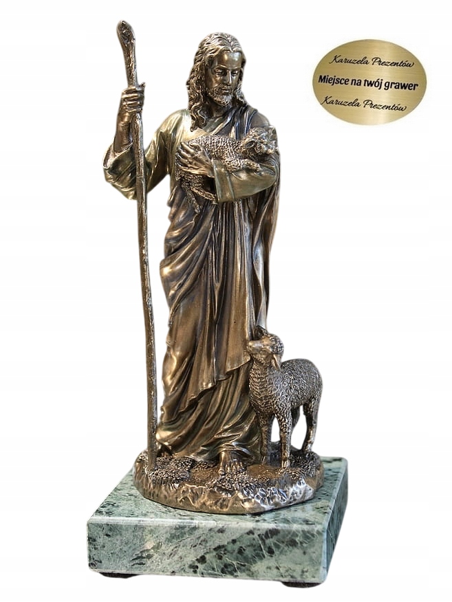 Figurka Dobrý Pastier Ježiš S Ovečkou Na Mamuovom Základe Pre Veriacich