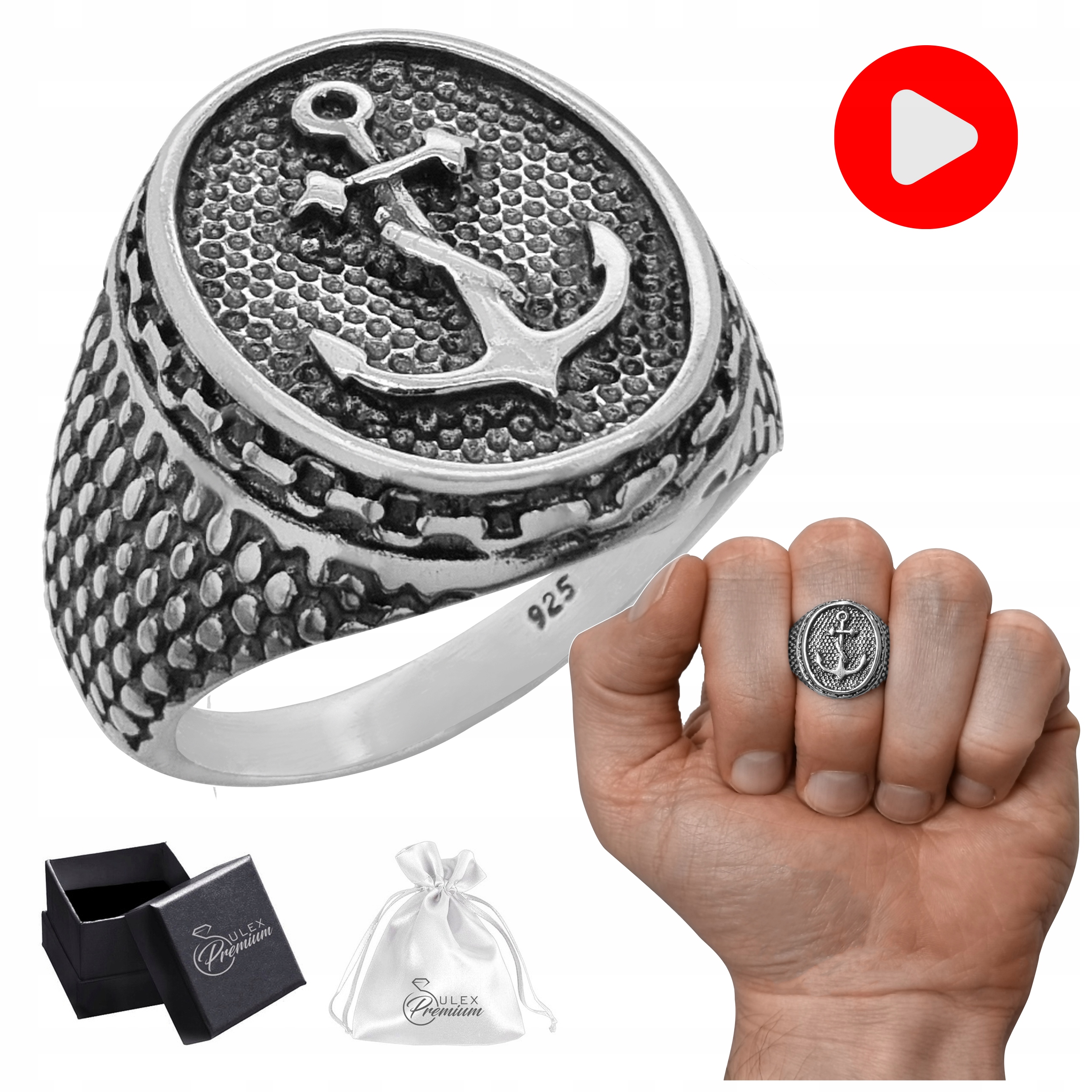 Stříbrný signet ryzost 925 s kotvou Námořnický námořní prsten vel.