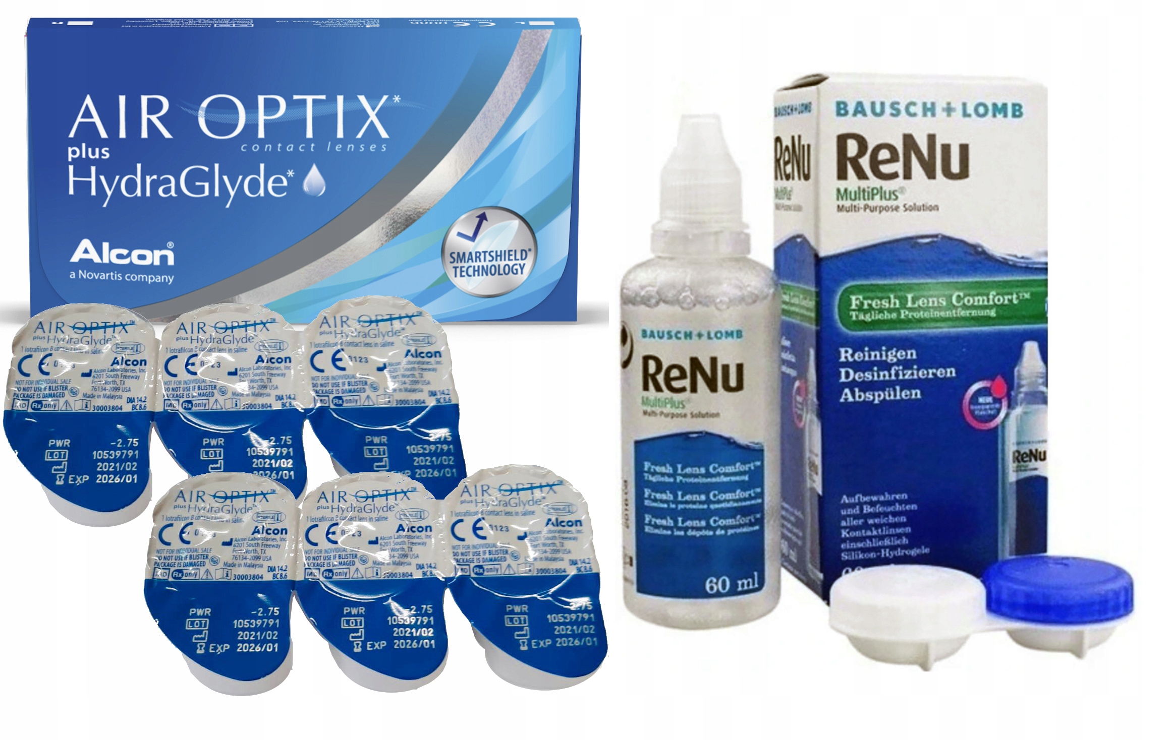 

Air Optix Plus HydraGlyde 6szt+renu multiplus 60ml