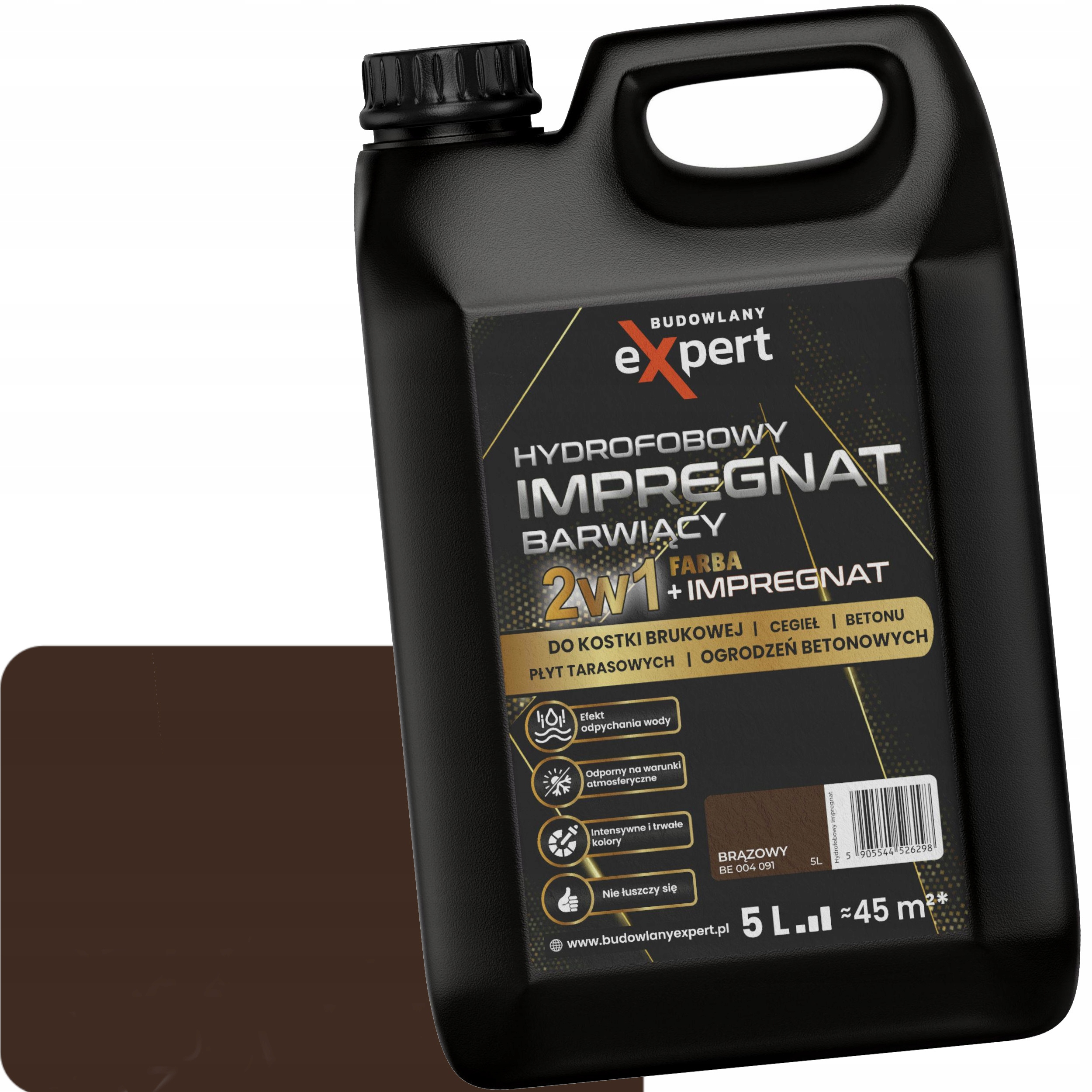 Barwiący Impregnat farba kostki brukowej i elementów z Betonu 5l Brązowy