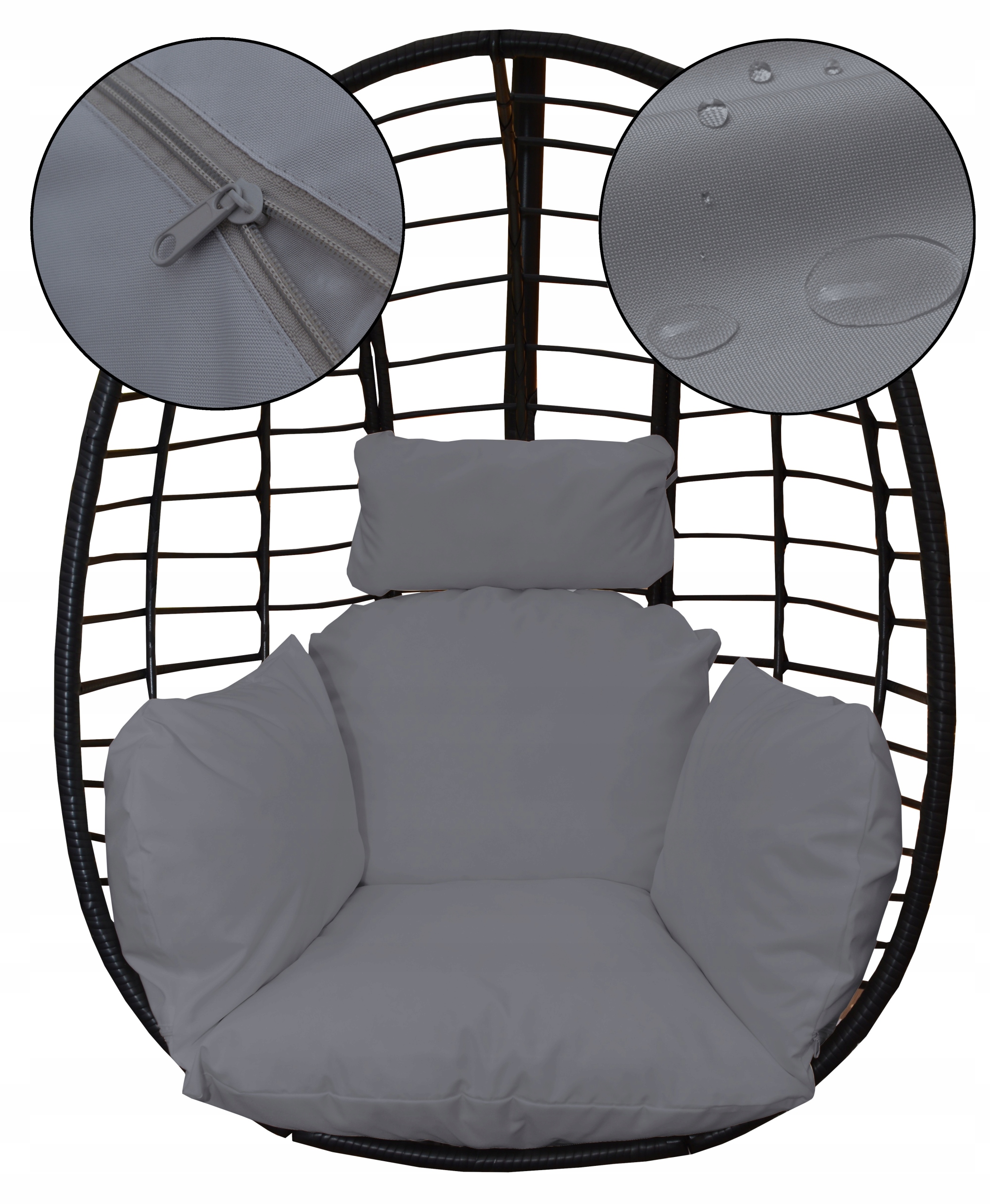 Poduszka na huśtawkę ogrodową fotel wiszący kokon Wodoodporna Zagłówek szar