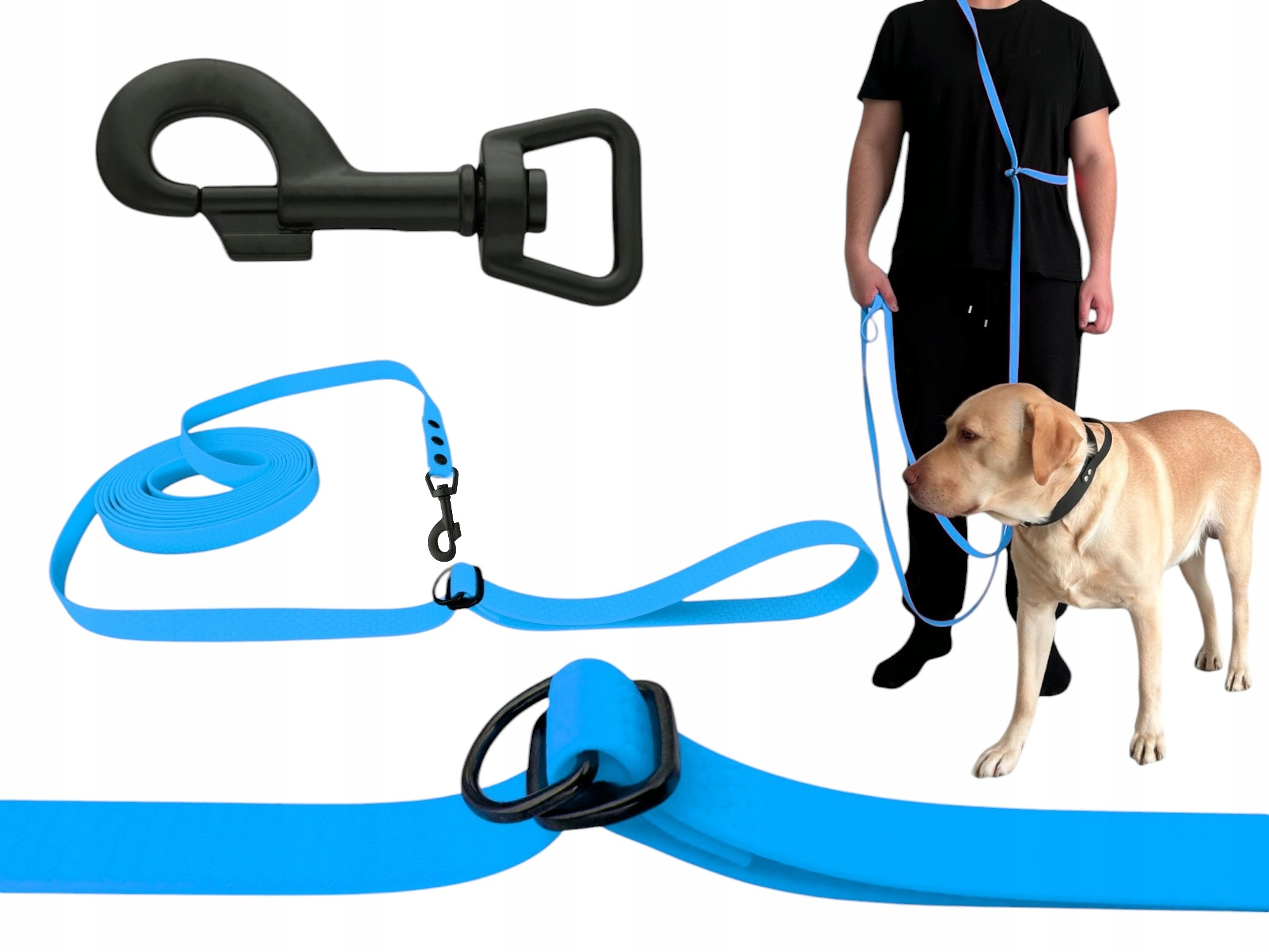 Vodítko Nastavitelná, Přepínatelná, Voděodolná, Měkká, Biothane Pvc| 10M 16MM