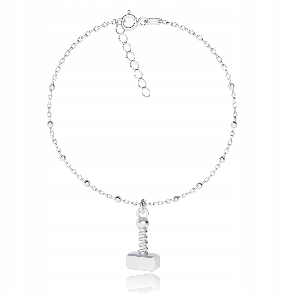 Mjolnir Młot Thora Wiking Stříbrný kuličkový náramek stříbro 925