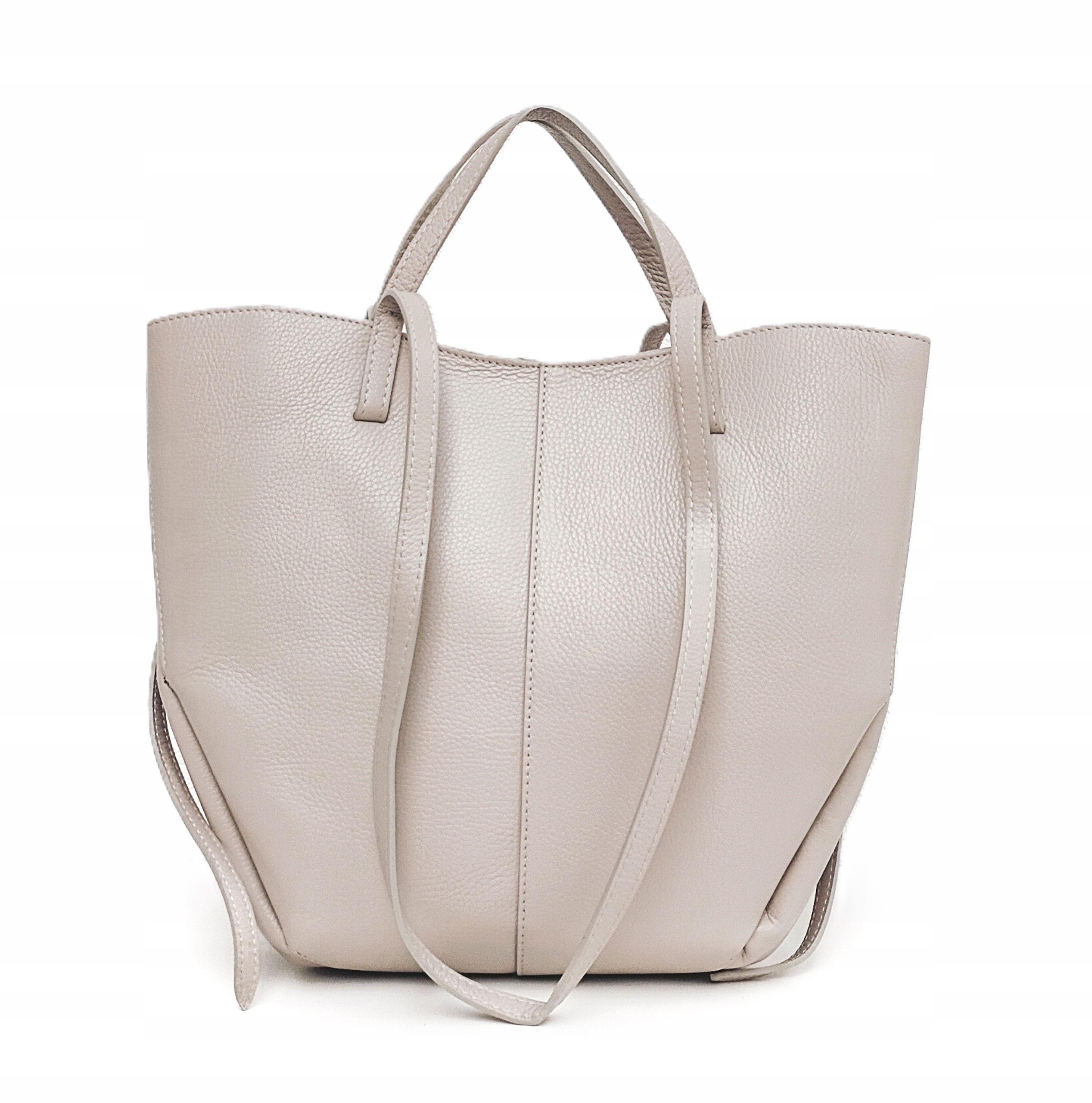 Kabelka shopper z přírodní kůže Béžová studená