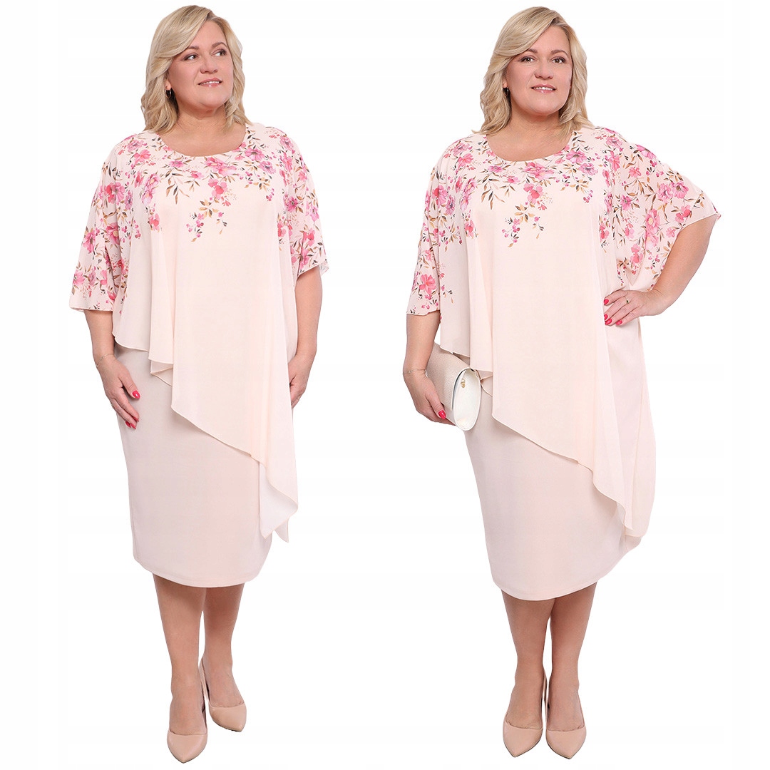 Růžová šaty s květinovým přehozem, velikost 58