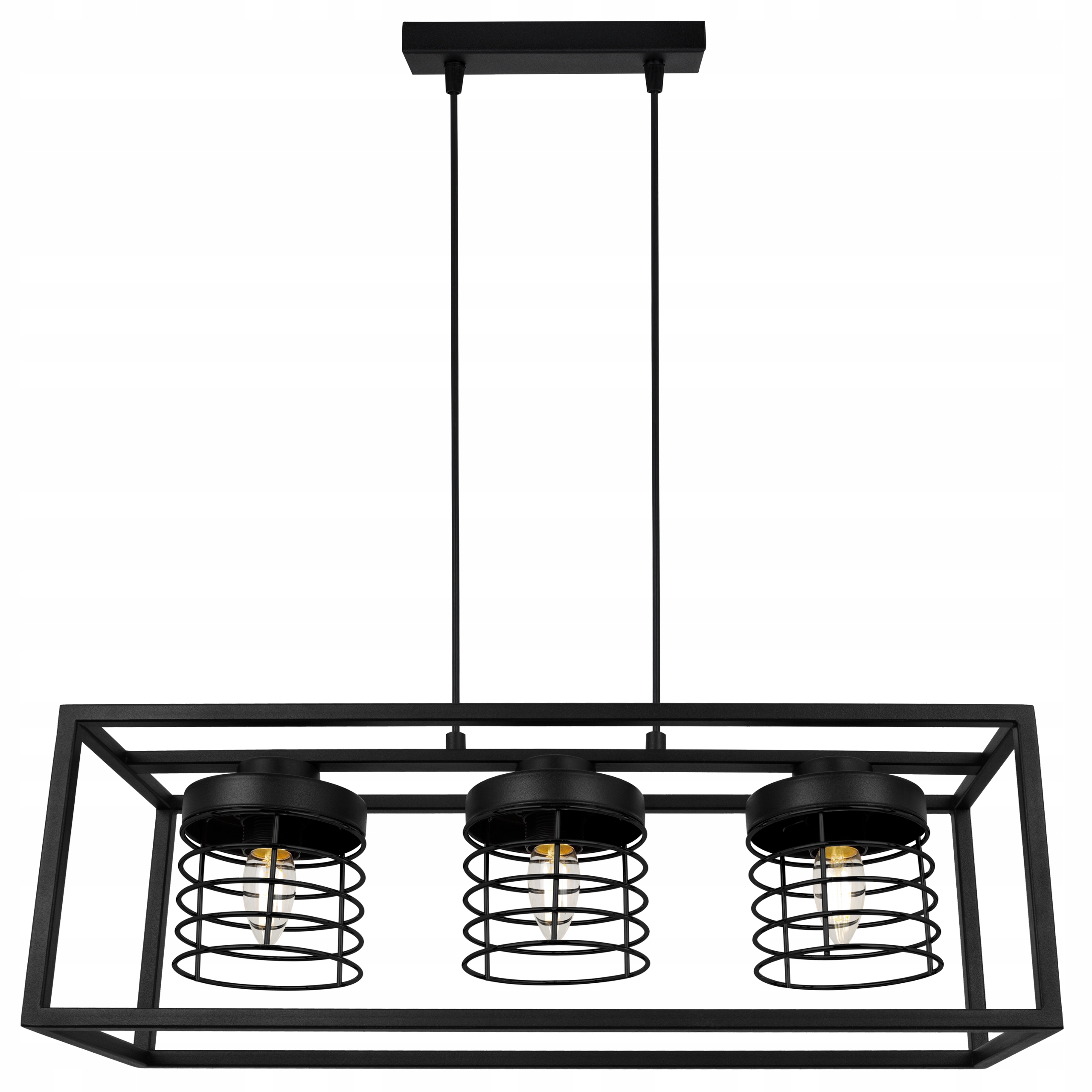 Závesná Stropná Lampa Luster Čierna Klietka Trojitá Lišta Loft Nad Stôl