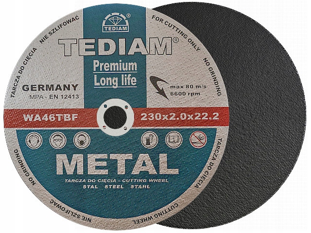 

Tarcza do cięcia metalu 230x2.0 Tediam Premiium