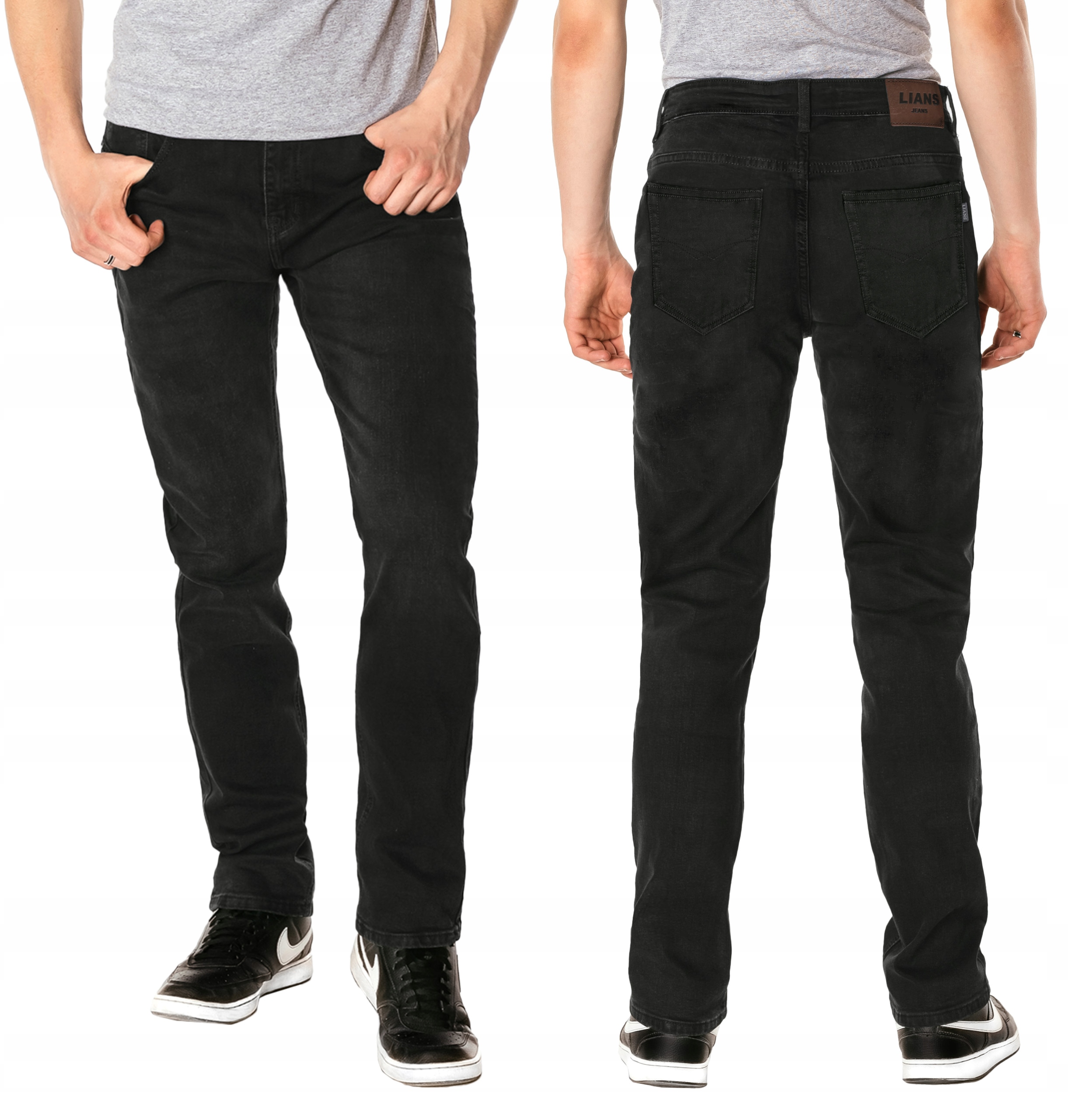Czarne Spodnie Jeansy Męskie Dżinsy Texasy Bawełniane Prosta Nogawka B35 40