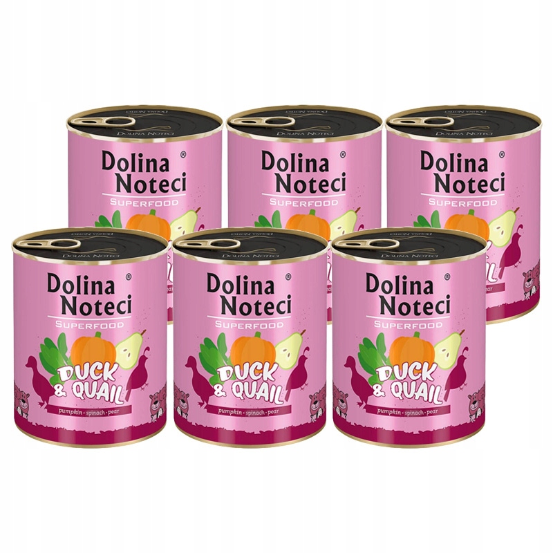 Dolina Noteci Superfood Mokra karma dla psa Kaczka Przepiórka 6 x 800 g