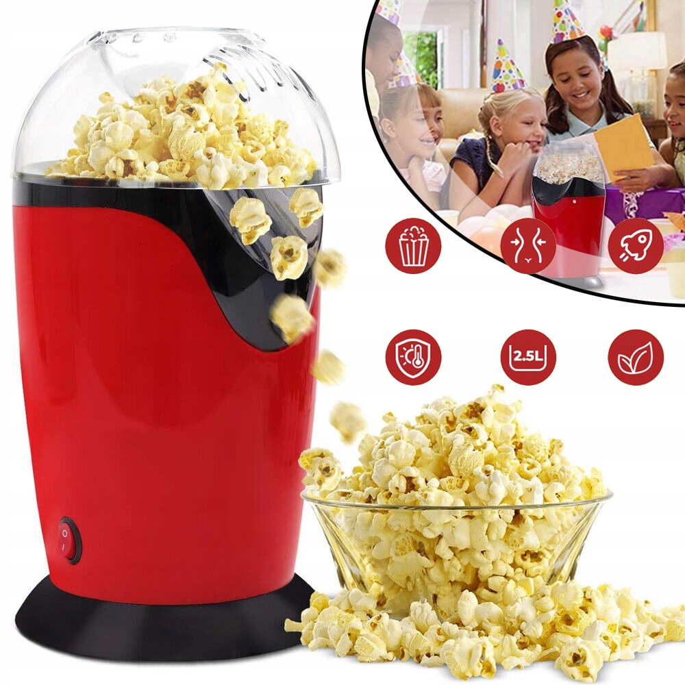 SZYBKA MASZYNKA DO POPCORNU NA GORĄCE POWIETRZE ZDROWA, BEZ OLEJU, TŁUSZCZU
