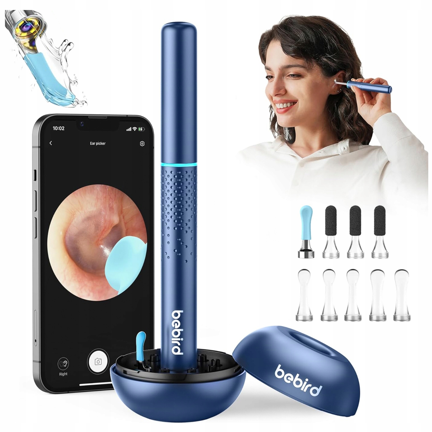 Ostoskop urządzenie do czyszczenia uszu woskowiny Bebird M9 S niebieski