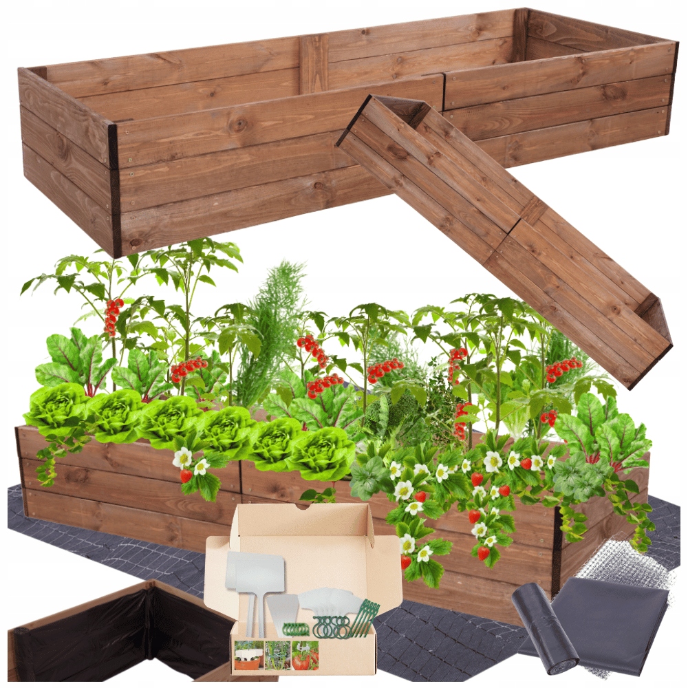 Vyvýšený záhon zeleninový záhon dřevěný pařeniště květináč impregnovaný 27x160x90