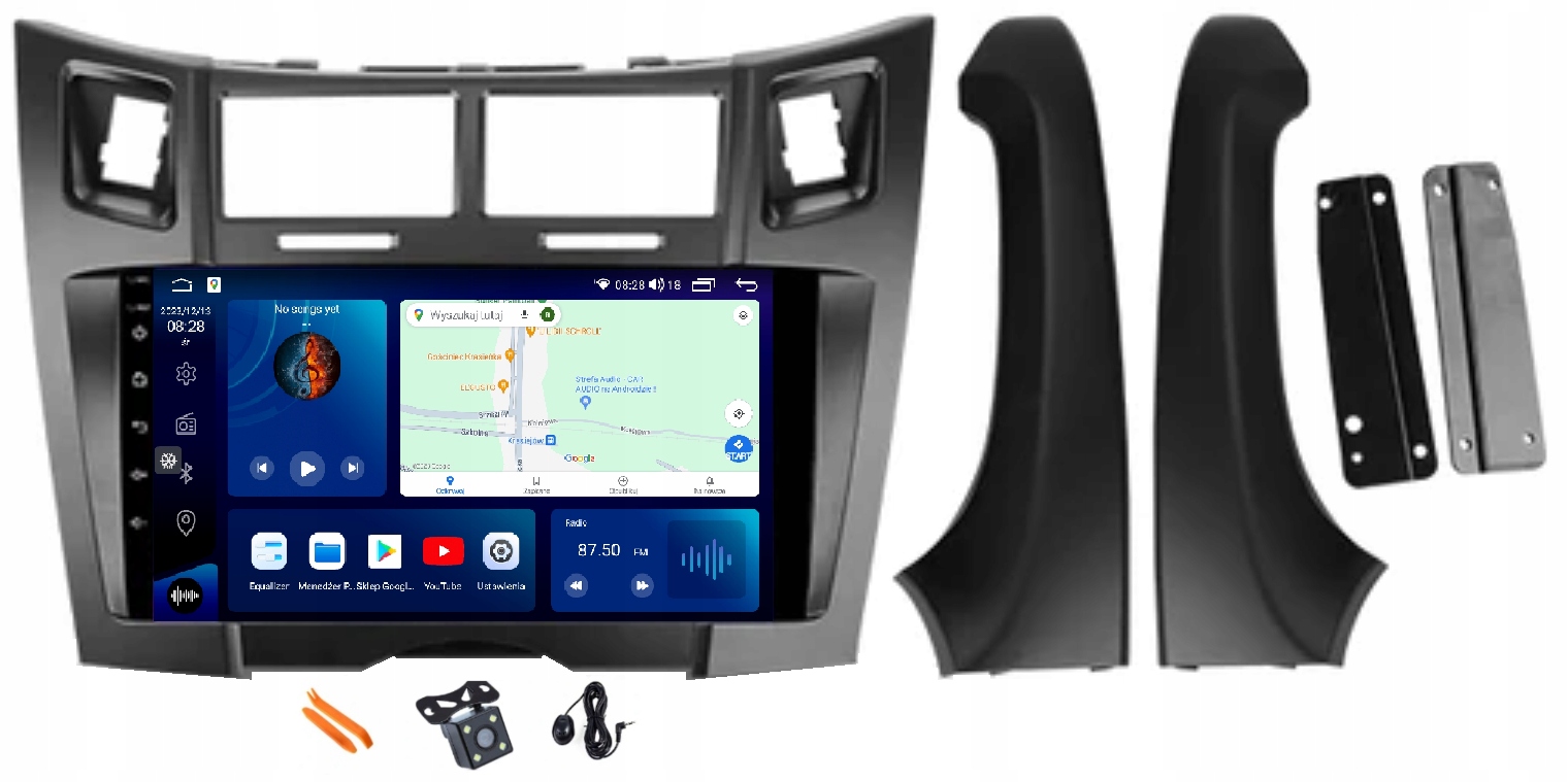 Radio Android Nawigacja Qled Carplay 128GB Lte Gps Dsp Toyota Yaris 2 08-13