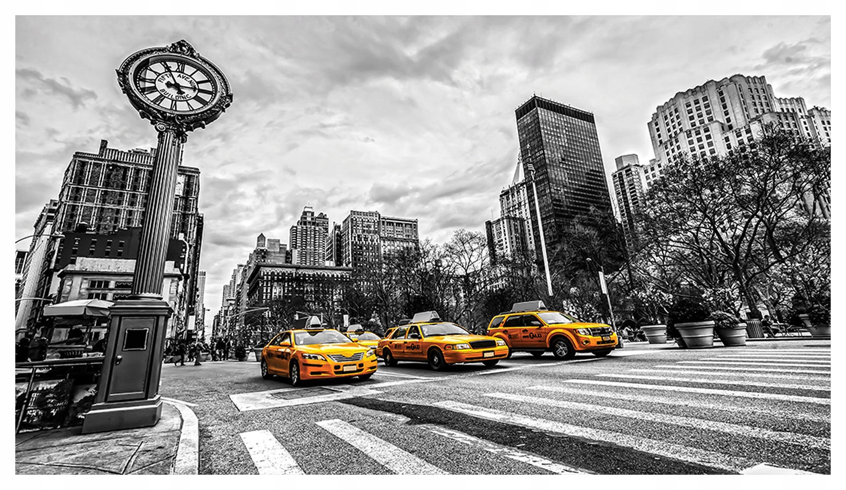 Fototapeta New York Žltý taxík čierno-biely mesto vinyl 312x219 lepidlo