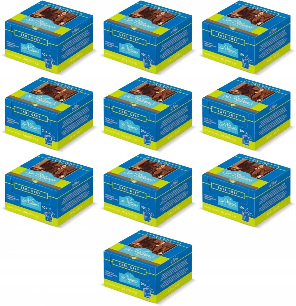 Herbata Sir William's Tea Earl Grey ekspresowa 50 torebek x10