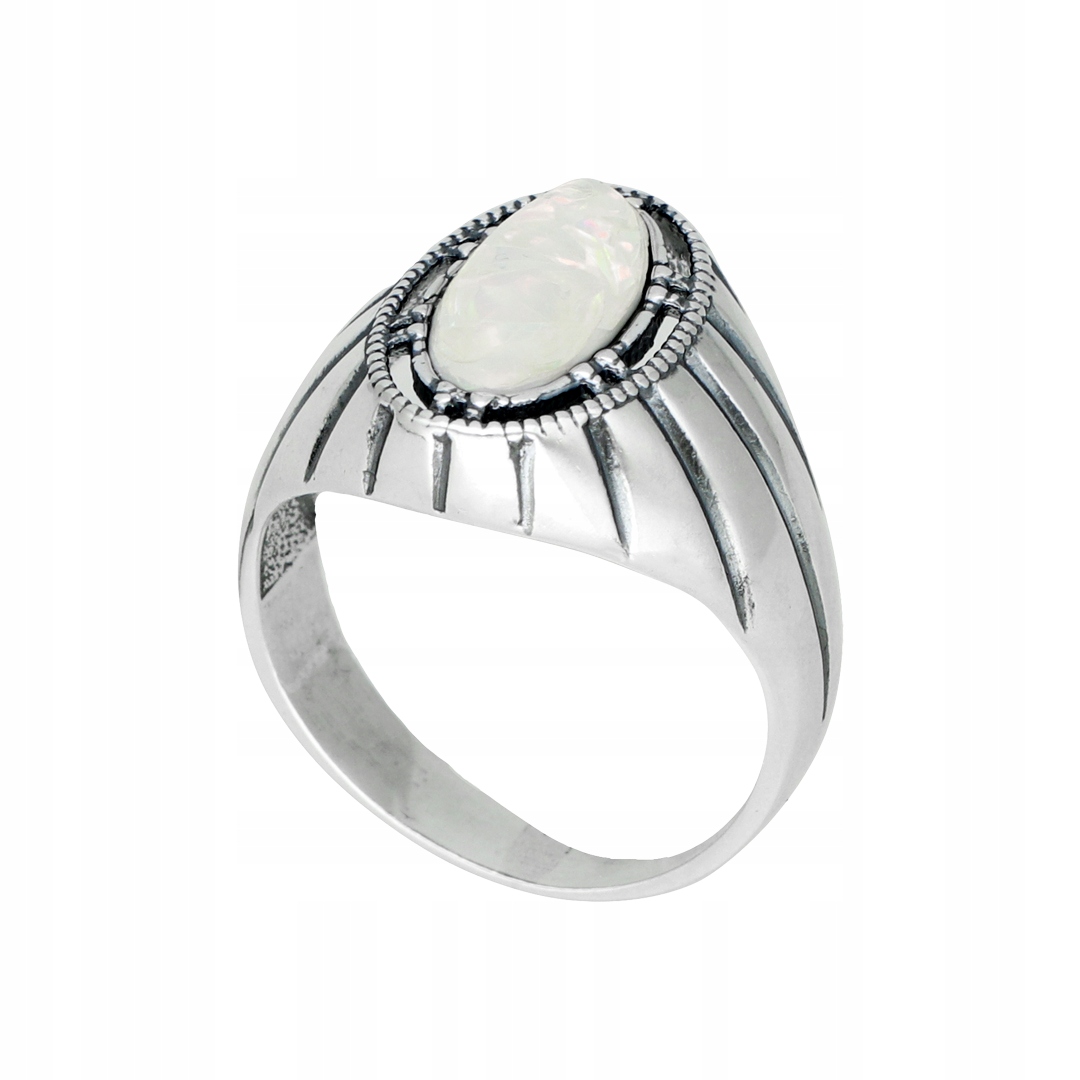 Prstýnek s bílým opálem, stříbro, vel.