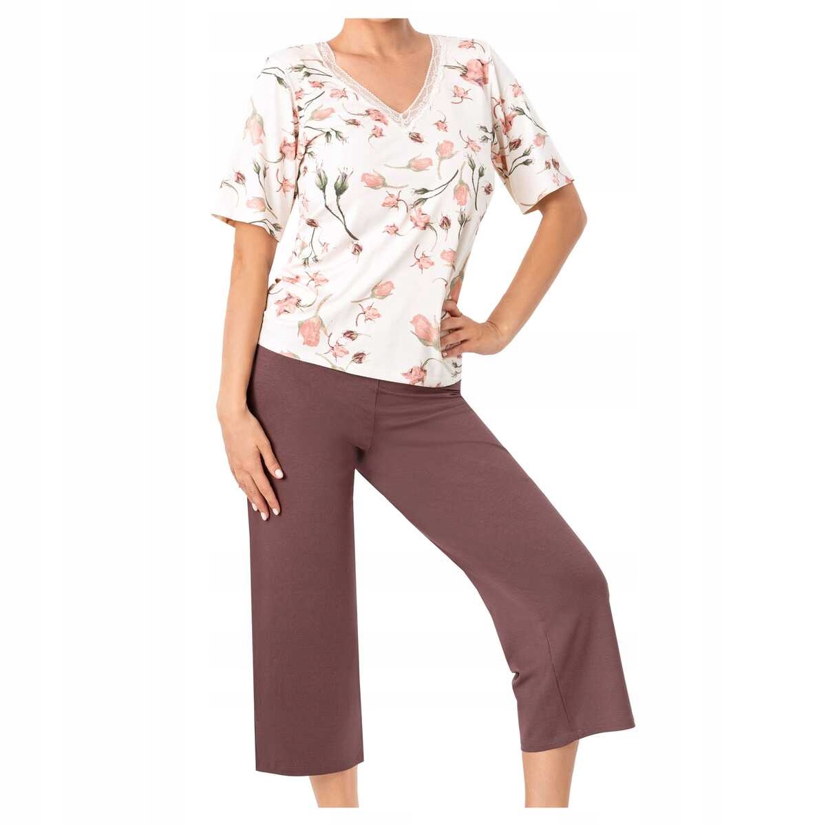 Donna Dámské pyžamo z viskózy s krátkým rukávem elegantní Amaris 3/4 S