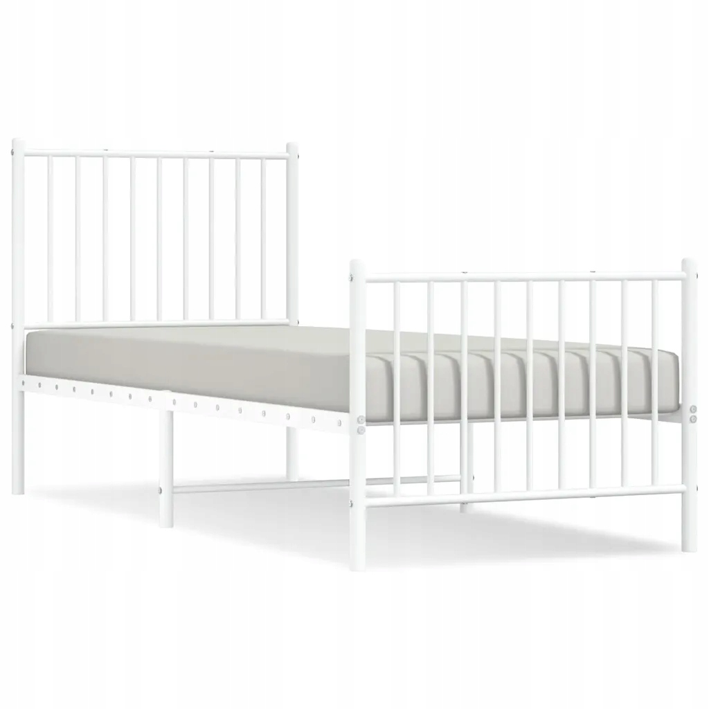 Klasický kovový Rám Postele 207x84,5x90,5 cm Bílý