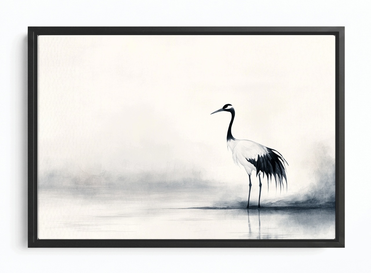 Obraz Rám American Box Kresba Grafika B&w Pták Čapla Fauna Příroda 60x40