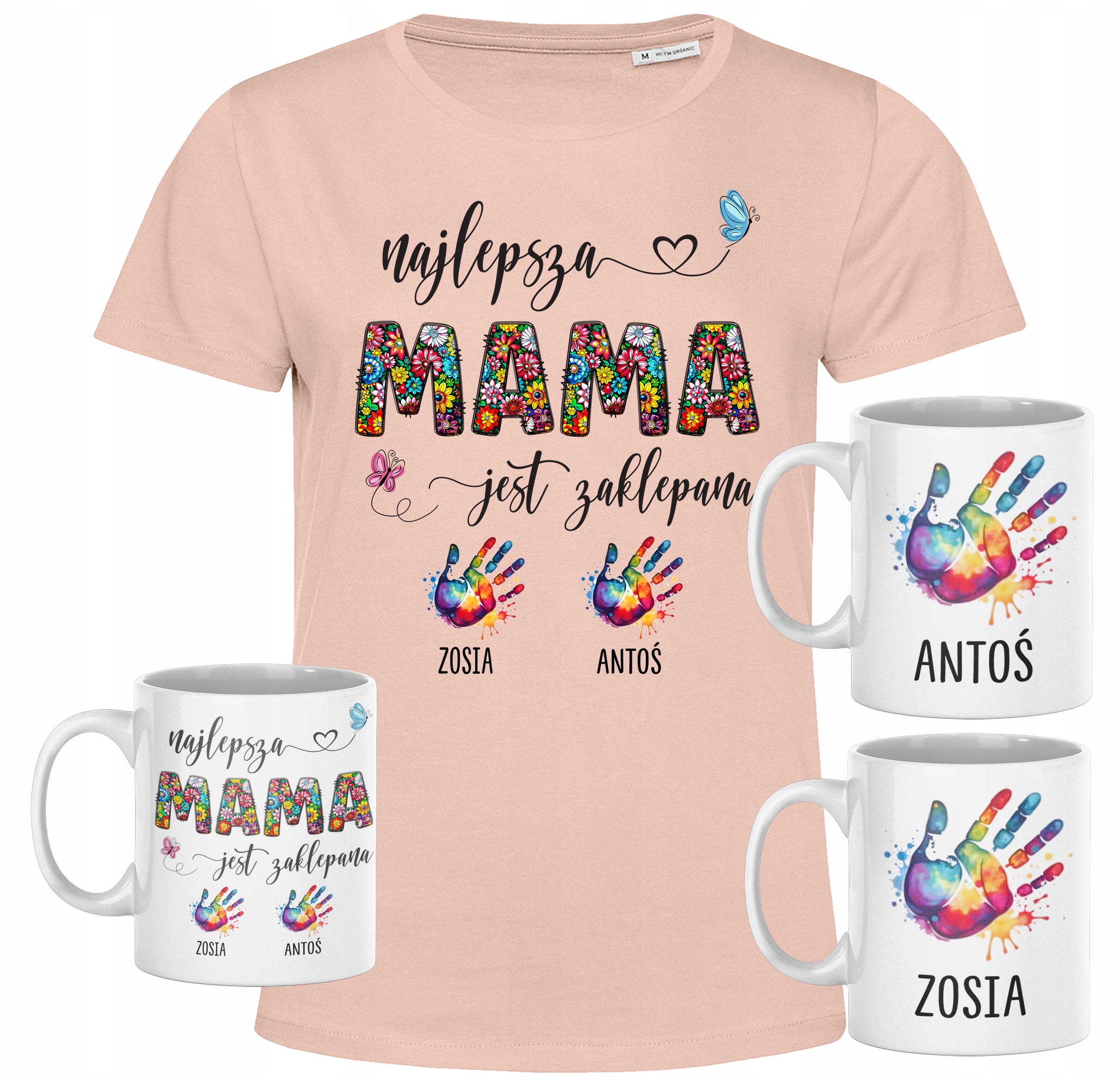 Tričko Svátek Matek A Sada 3 Hrnků Pro Matku A Děti Se Jmény 3XL
