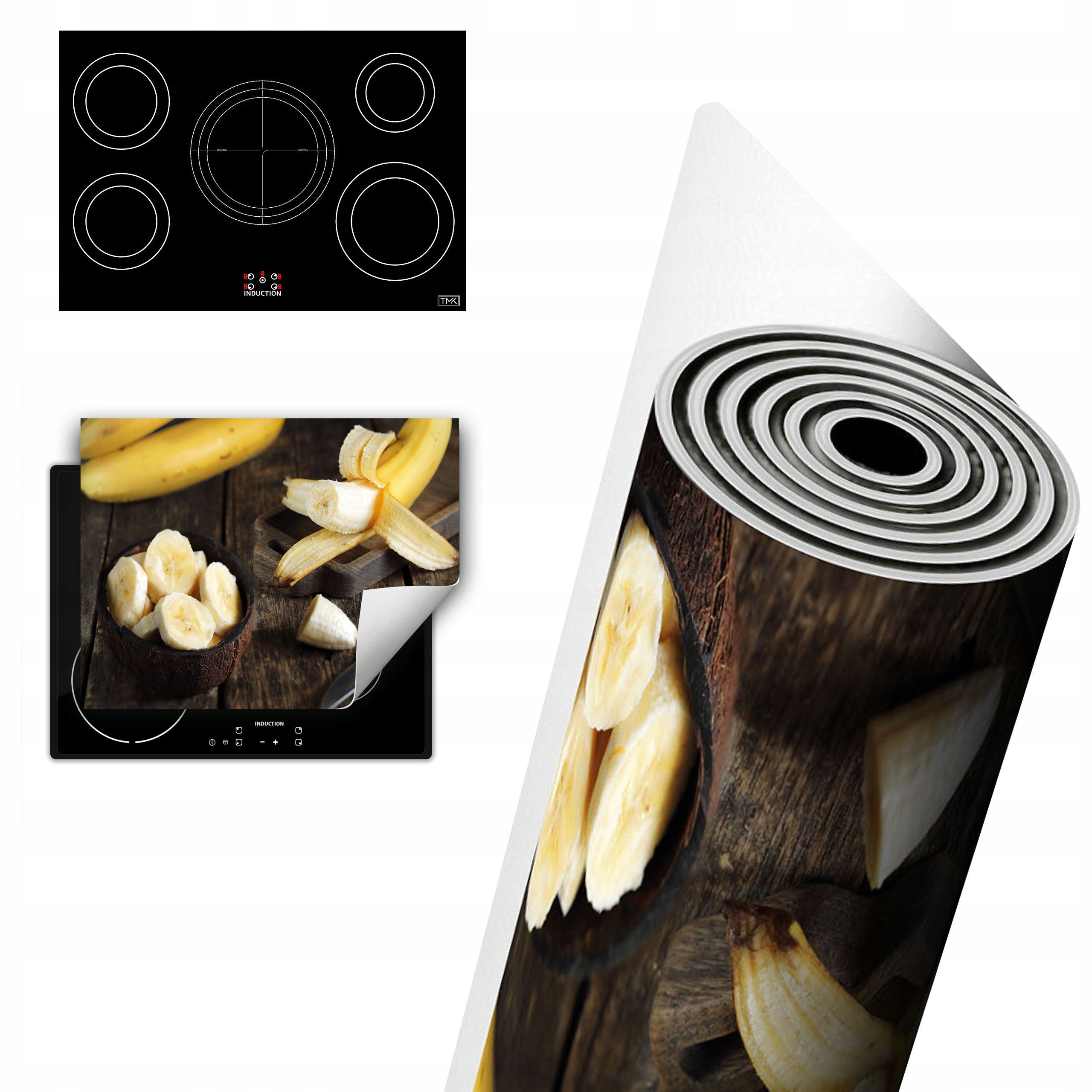 Vinylová Ochrana Na Indukci Pracovní Desky 80x52 Banány dřevo