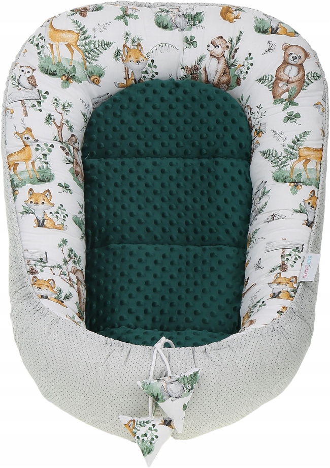 KOKON NIEMOWLĘCY GNIAZDO KOJEC MINKY ZESTAW XXL BABYMAM 7 EL. Cechy dodatkowe dwustronna możliwość prania w pralce regulacja sznurkiem