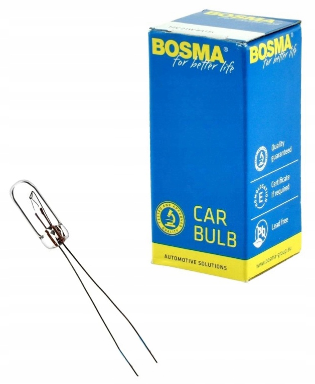 BOSMA - ŻARÓWKA CAŁOSZKLANA Z WĄSAMI T4,2 12V 1W