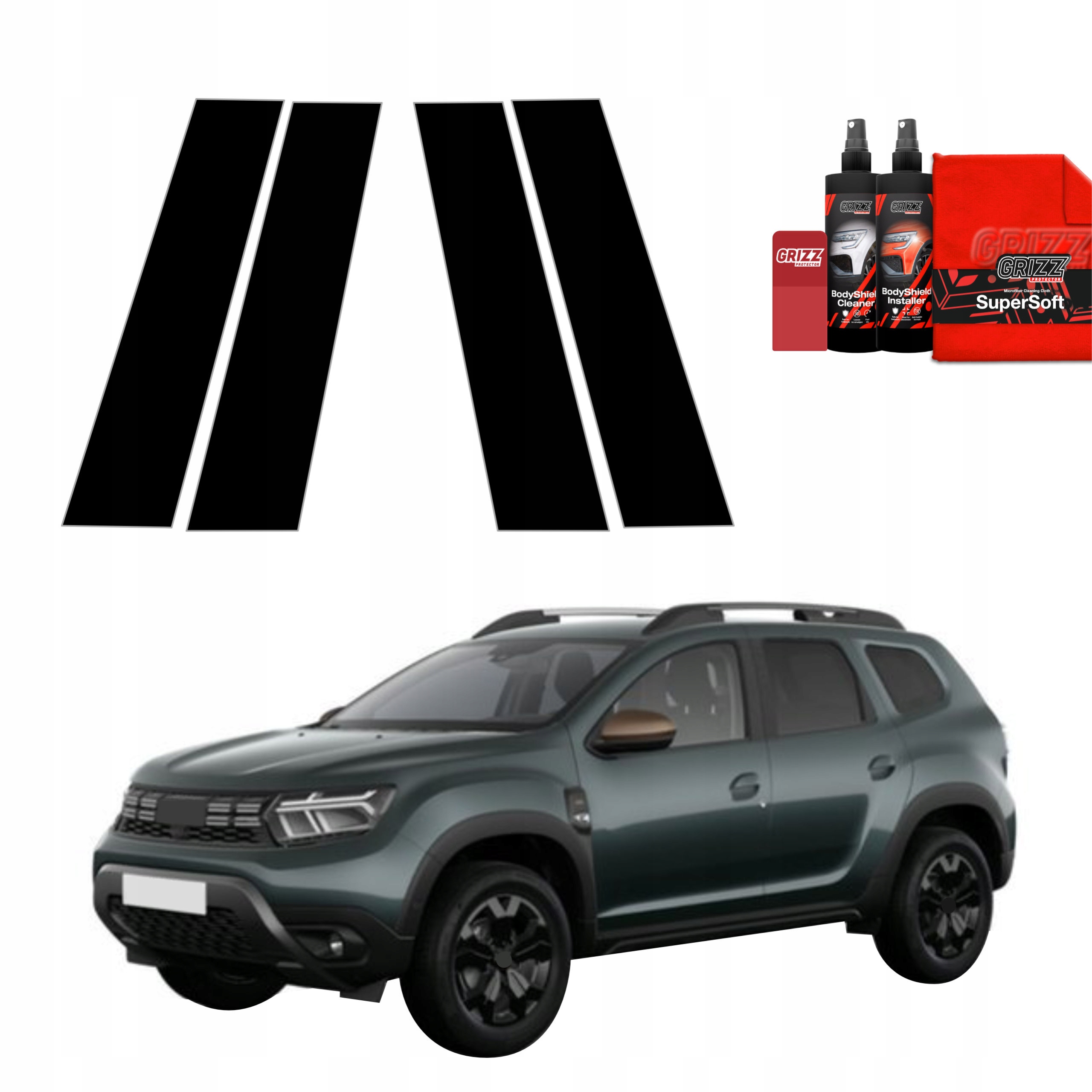 4v1 Černá fólie na sloupky pro Dacia Duster (2024-2025)