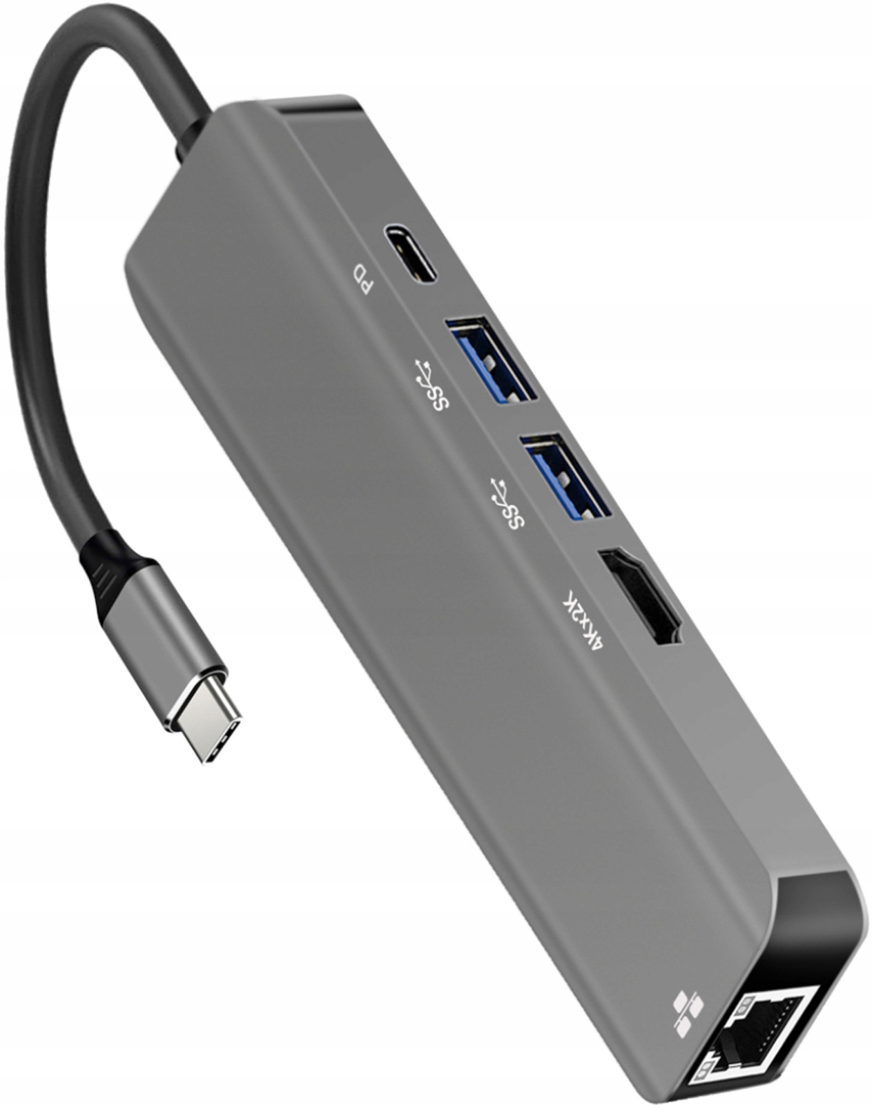 Adapter przejściówka hub 2X Usb 3.0 Hdmi 4K 30Hz Usb-c 100W 5A RJ45 5W1