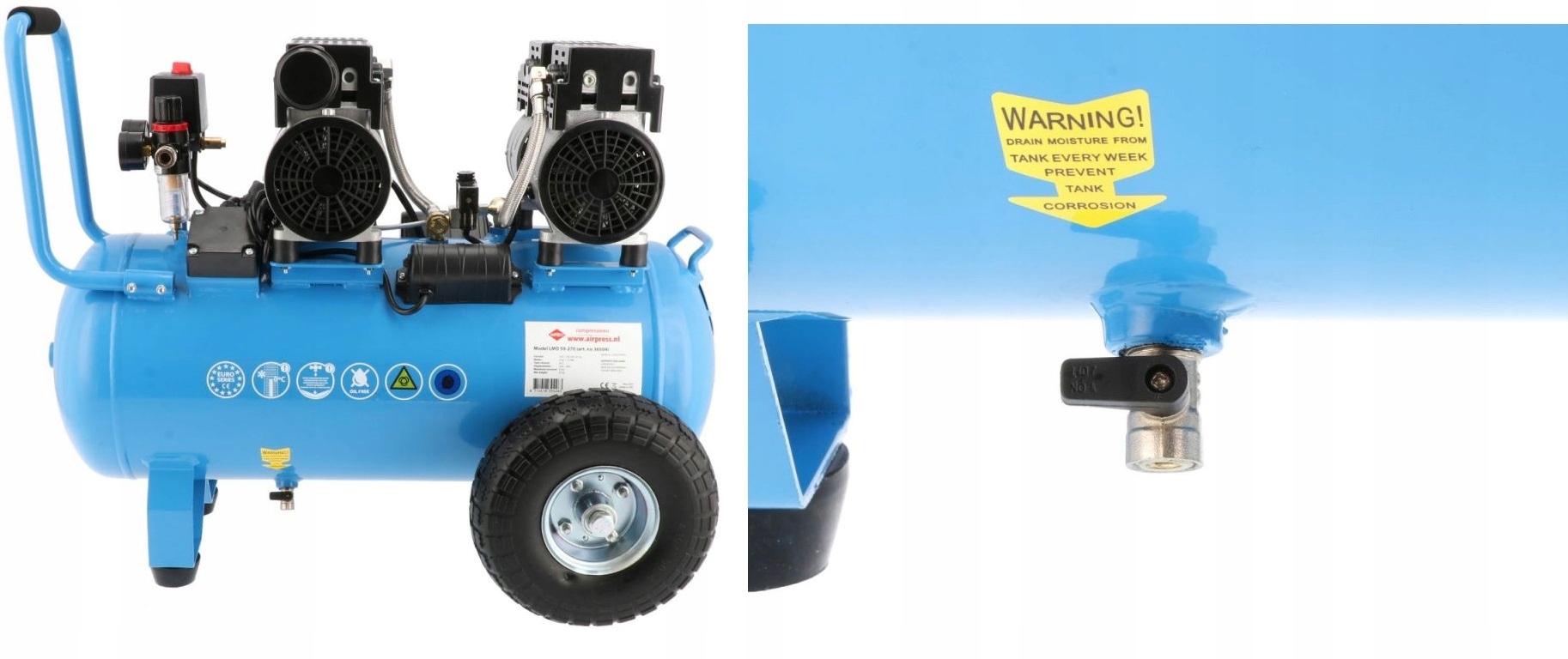 KOMPRESOR LMO 50-270 Airpress, 230V 1,5kW 256l/min Pojemność zbiornika 50 l