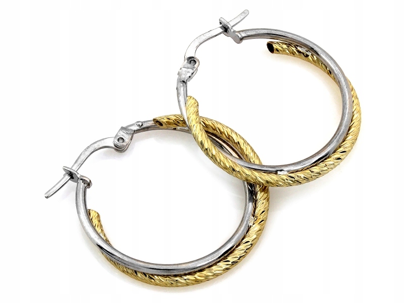 Dámské stříbrné náušnice 925, dvě barvy, kolečko, elegantní design, 3.41 g