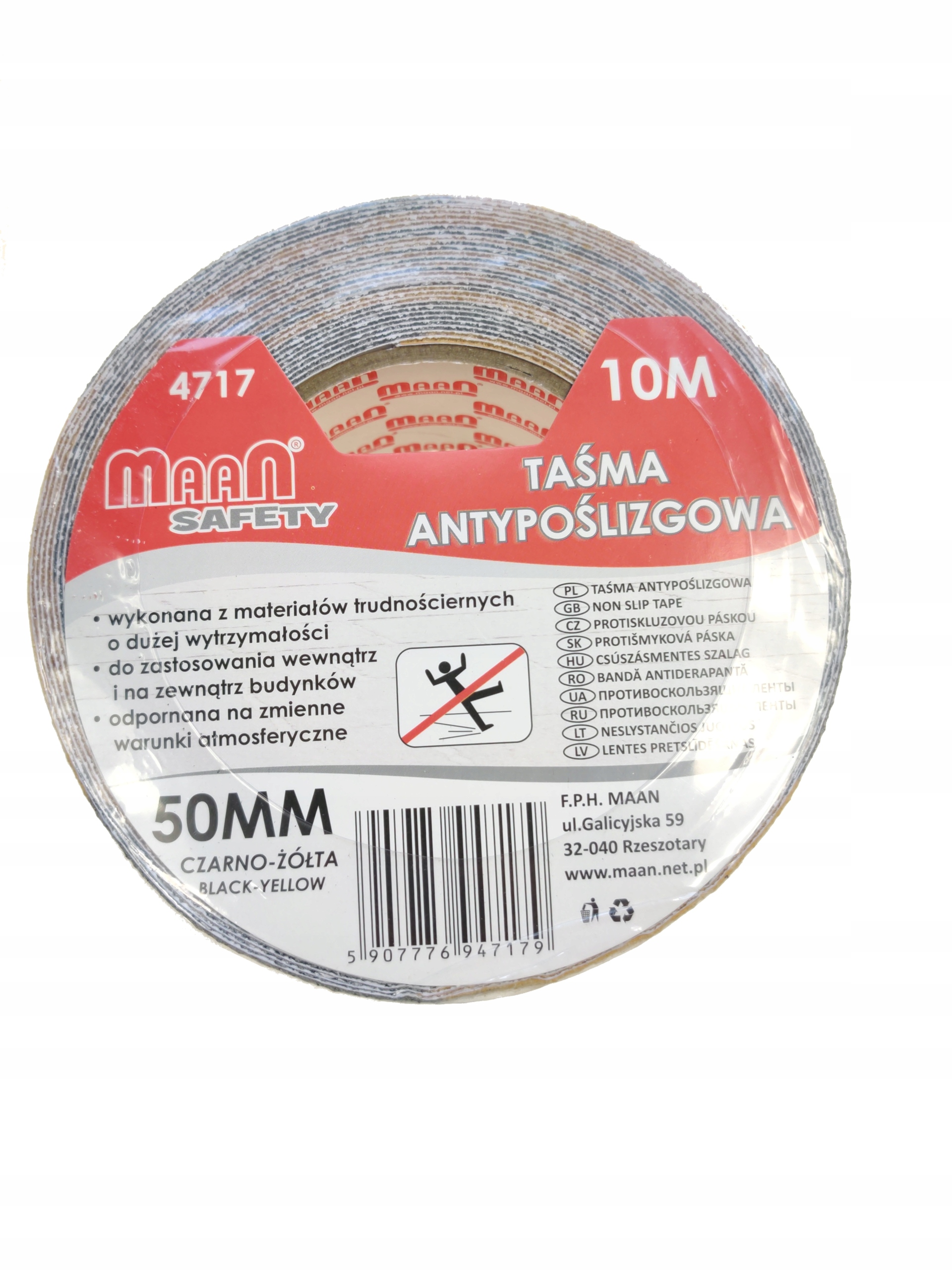 TAŚMA ANTYPOŚLIZGOWA SCHODOWA ŻÓŁTO CZARNA 50mmx10 Długość 1000 cm