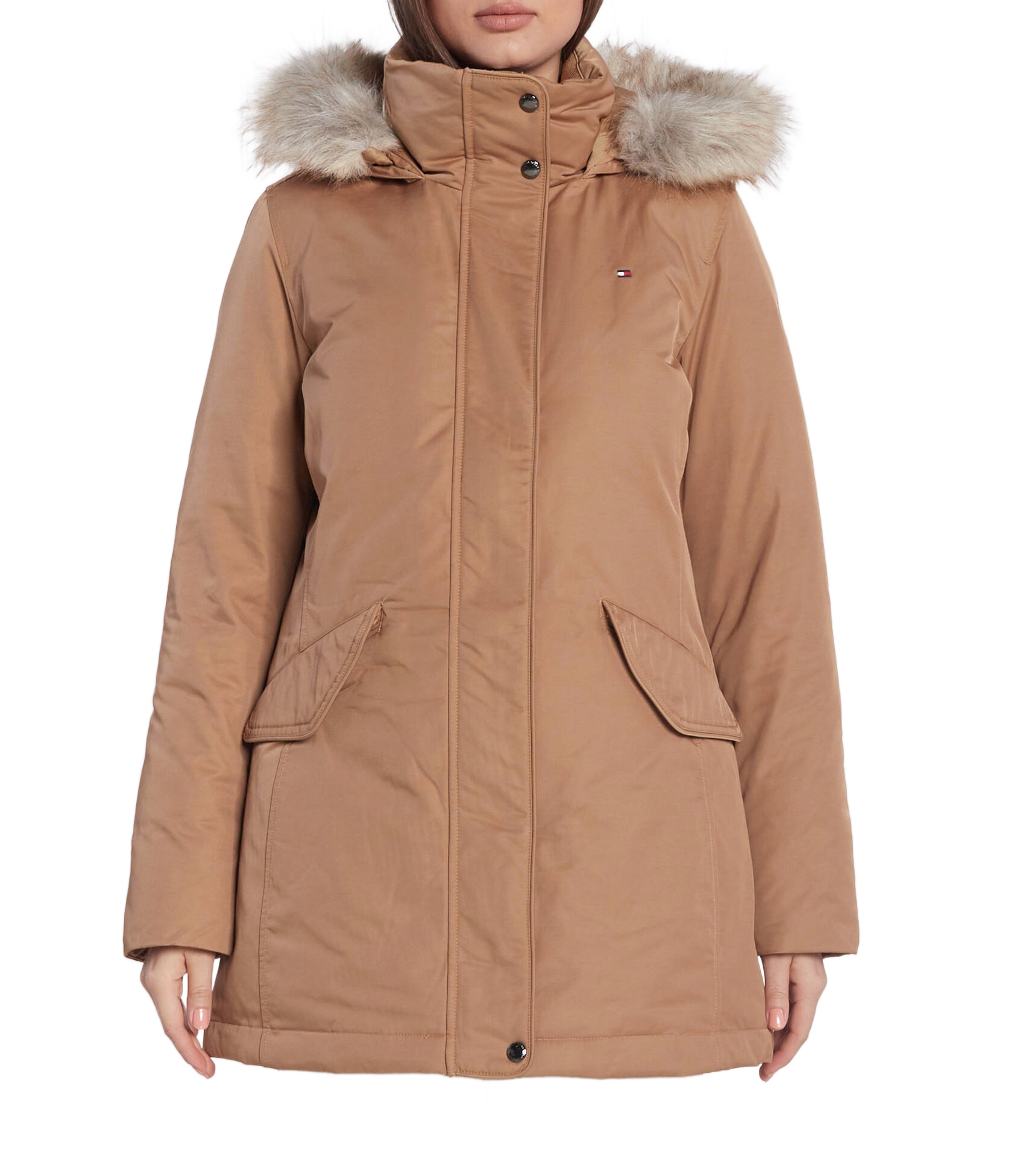 Tommy Hilfiger Hnědá Dámská Parka Bunda S Kapucí A Kožešinou Xs 6FA